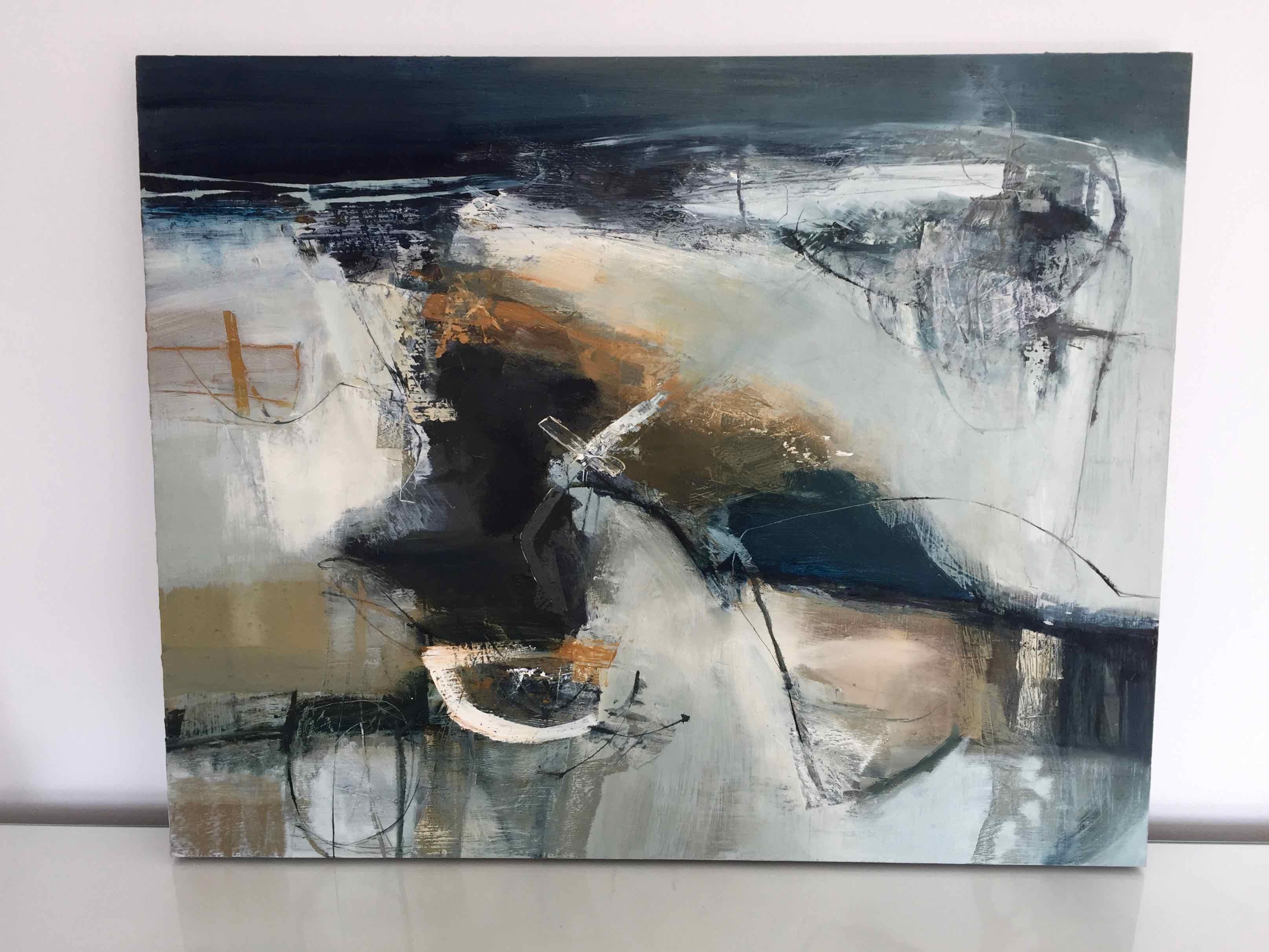 Reaching Further: Gestische abstrakte Landschaft, Ölgemälde von Chris Sims im Angebot 2