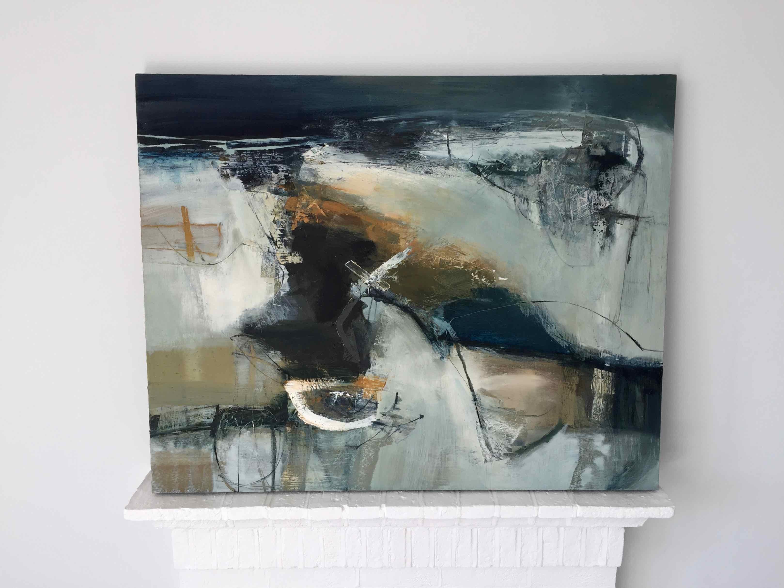 Reaching Further: Gestische abstrakte Landschaft, Ölgemälde von Chris Sims im Angebot 3