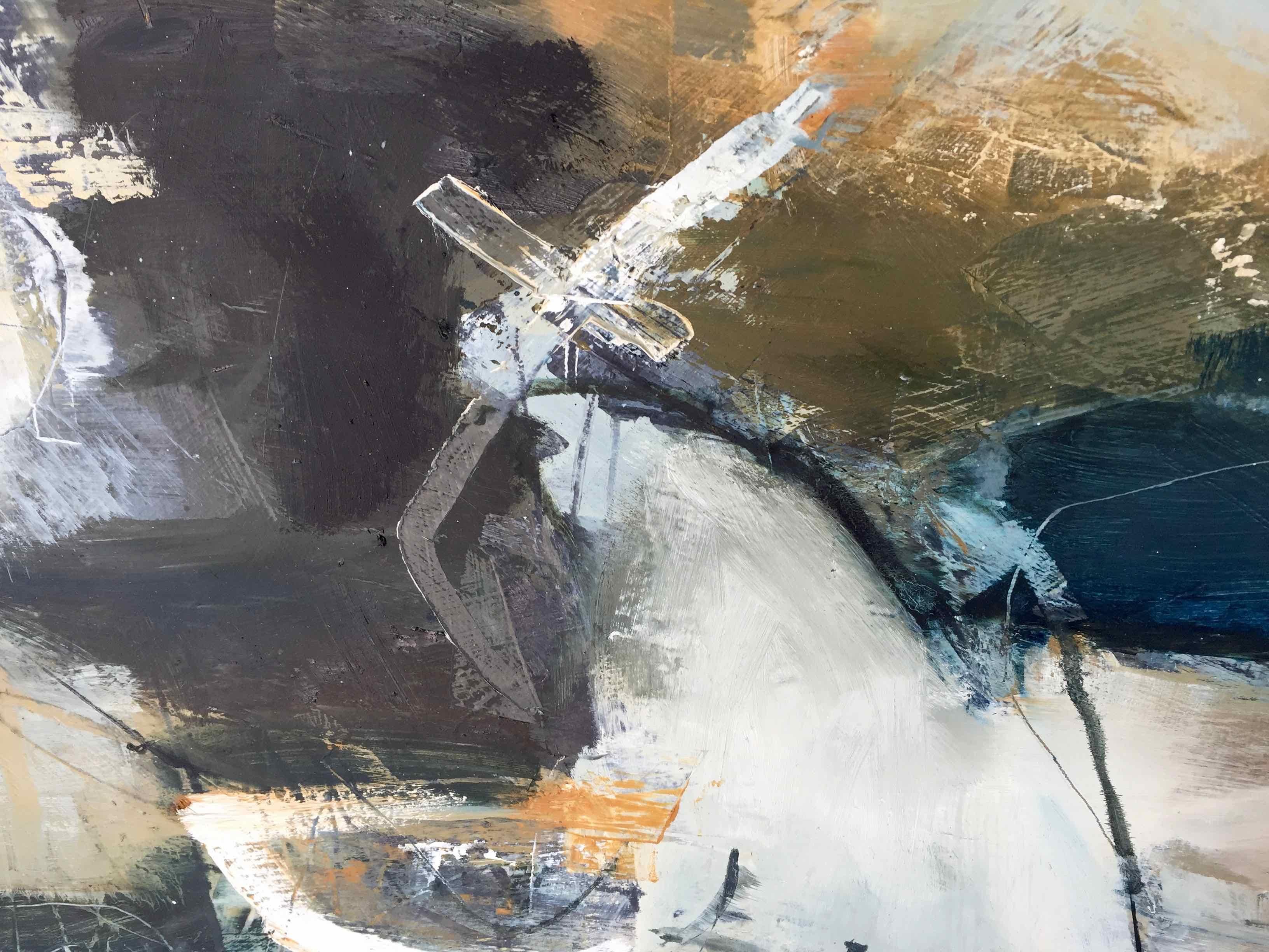 Reaching Further: Gestische abstrakte Landschaft, Ölgemälde von Chris Sims im Angebot 5