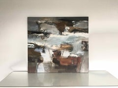 Sea Change: Gestural Abstract Landscape Oil Painting in Earth Tones