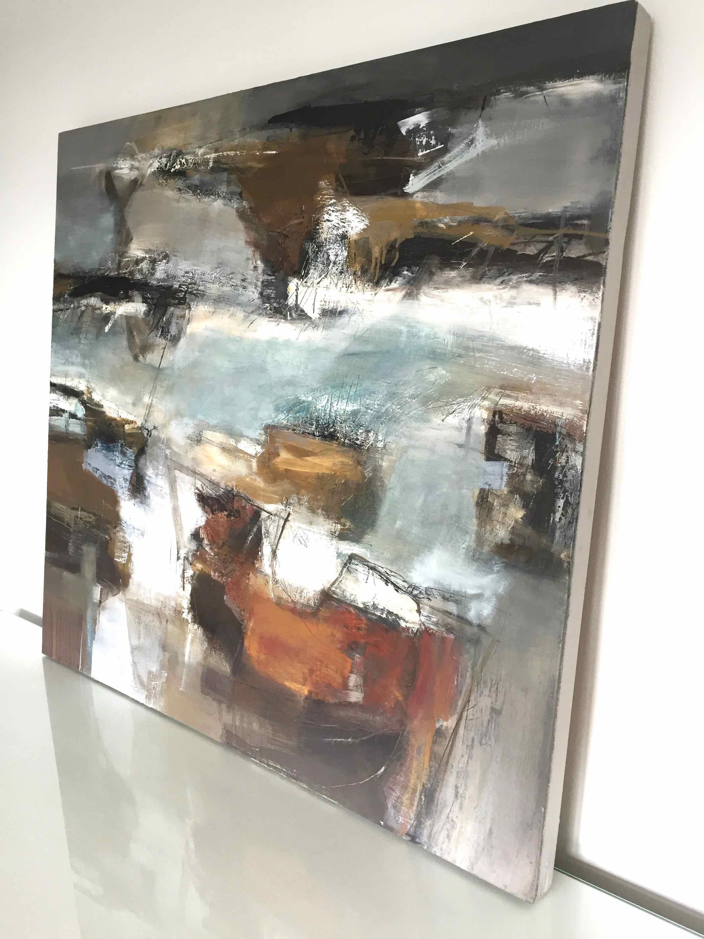Peinture à l'huile de paysage abstrait gestuel « Sea Change : Gestural Landscape » dans des tons terreux - Expressionnisme abstrait Painting par Chris Sims