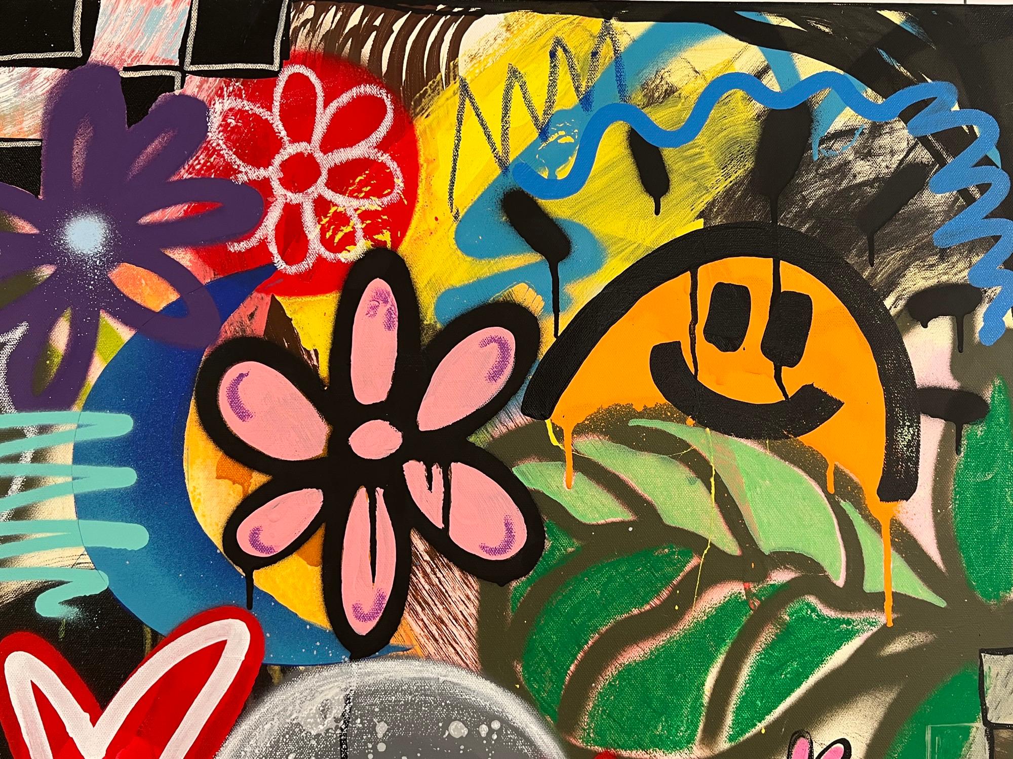 Tropic Thunder, großes abstraktes, farbenfrohes Graffiti-Abstraktes Gemälde auf Leinwand, 2022 im Angebot 3