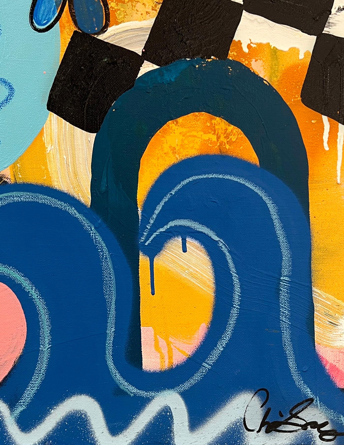 Tropic Thunder, großes abstraktes, farbenfrohes Graffiti-Abstraktes Gemälde auf Leinwand, 2022 im Angebot 4