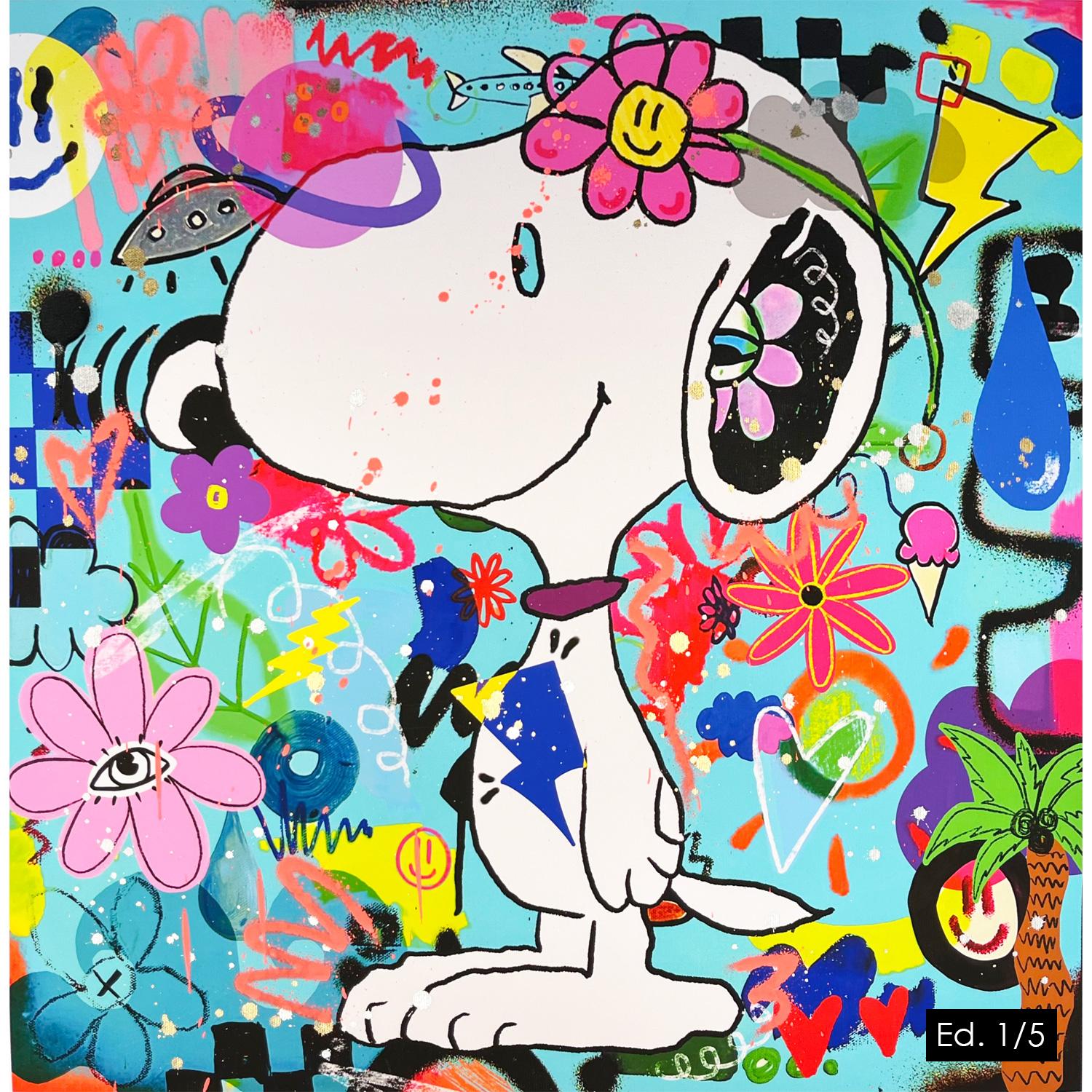 Snoopy limited edition, hand embellished Peanuts print, edition of 5