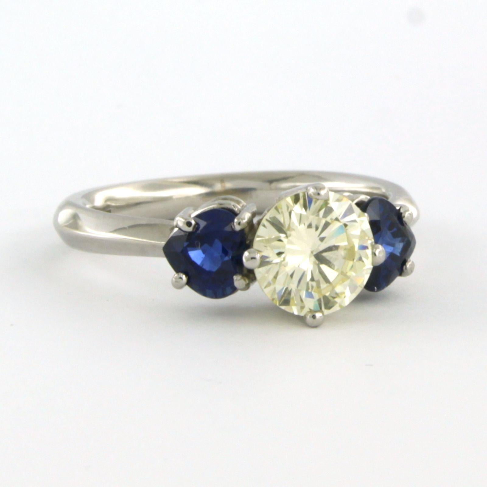 Anillo Chris Sommer con zafiro y diamante talla brillante de hasta 1,55 ct de platino Moderno en venta