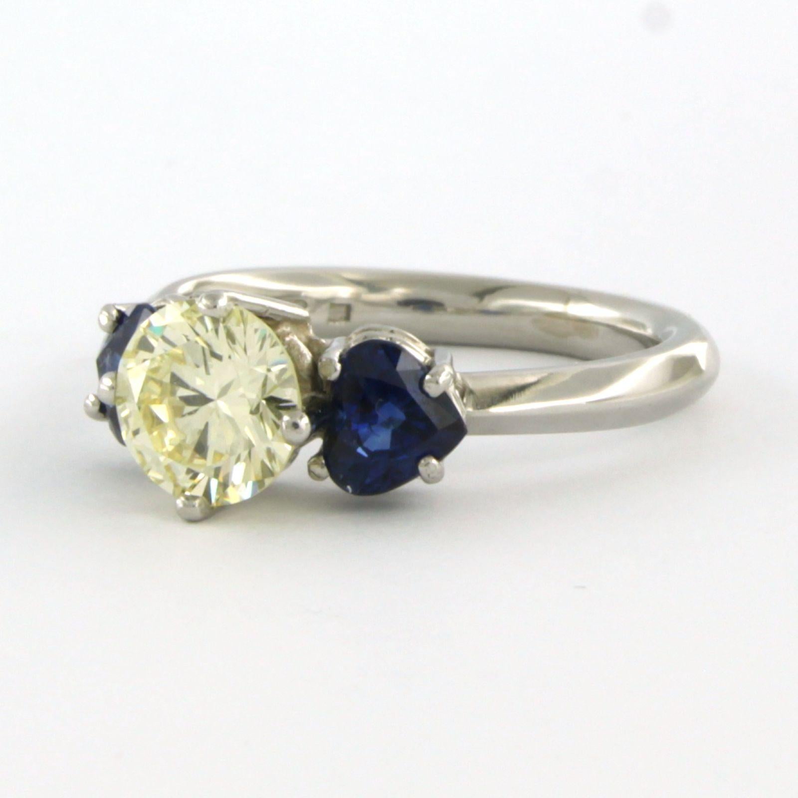 Anillo Chris Sommer con zafiro y diamante talla brillante de hasta 1,55 ct de platino Corte brillante en venta