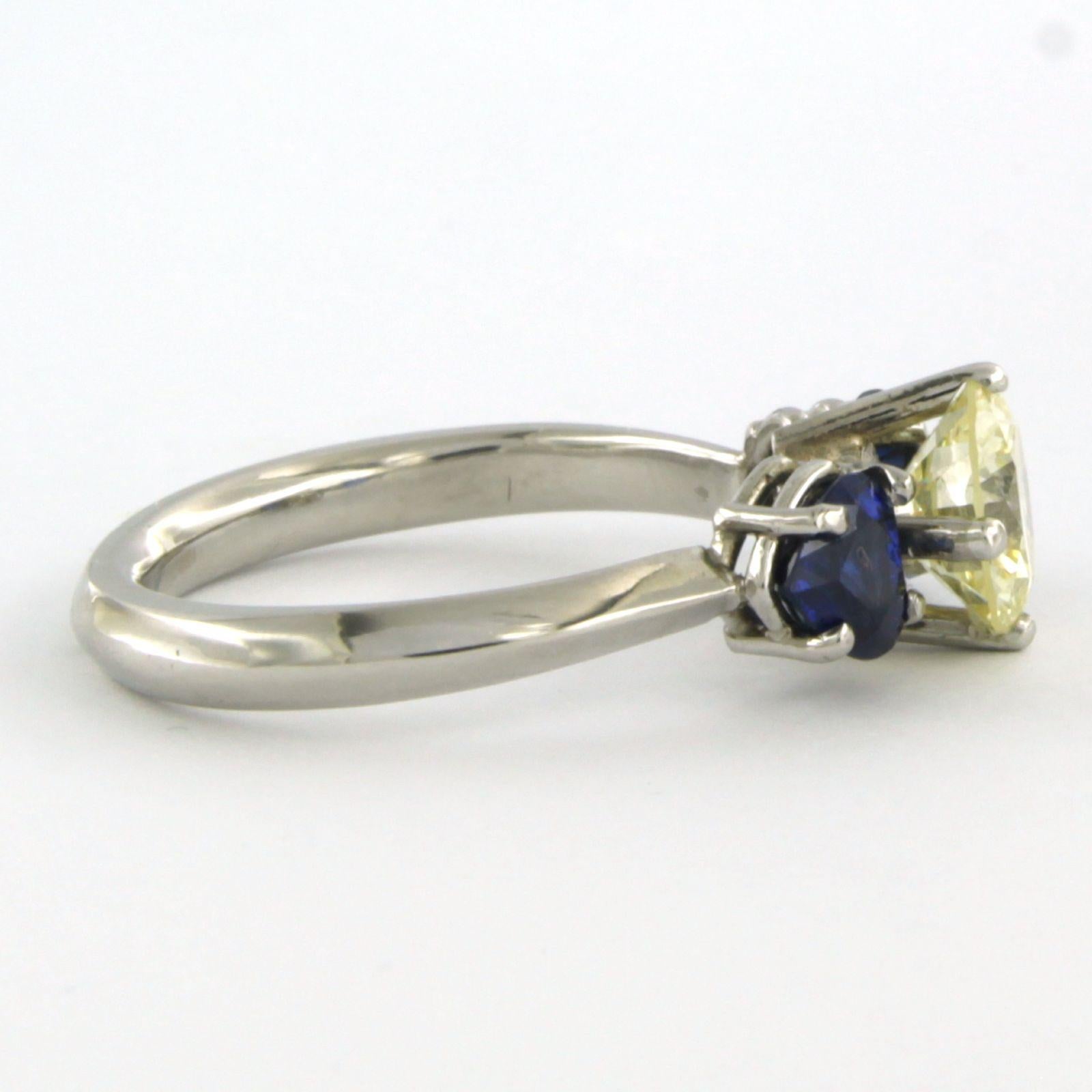Anillo Chris Sommer con zafiro y diamante talla brillante de hasta 1,55 ct de platino en venta 1