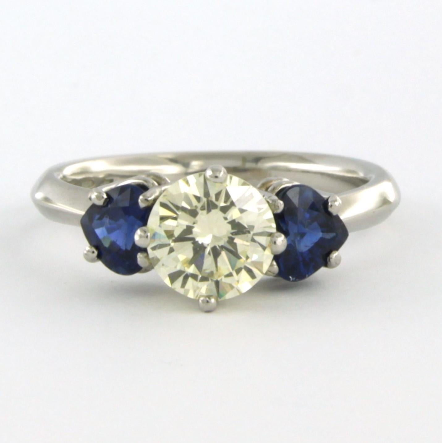 Anillo Chris Sommer con zafiro y diamante talla brillante de hasta 1,55 ct de platino en venta 3