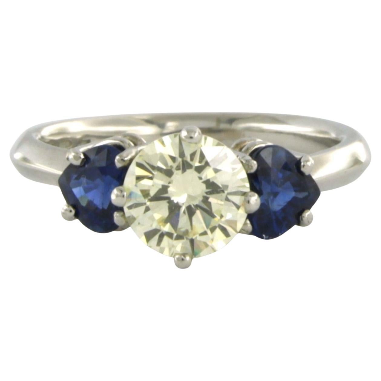 Anillo Chris Sommer con zafiro y diamante talla brillante de hasta 1,55 ct de platino en venta