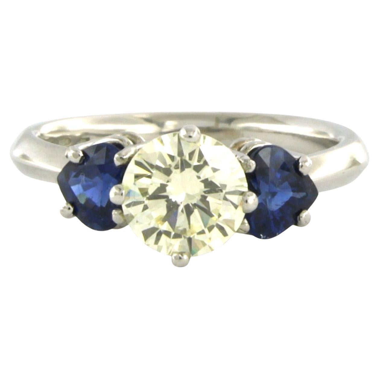 Chris Sommer ring with sapphire and brilliant cut diamond up to 1.55ct platinum