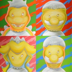 Look Back Classic. Inspired By Super Mario. Quadriptych Painted in Pop Art.