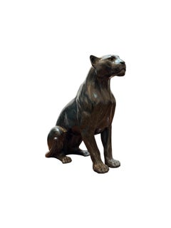 Jaguar Cultivated Marble Casted Sculpture Wildlife In Stock