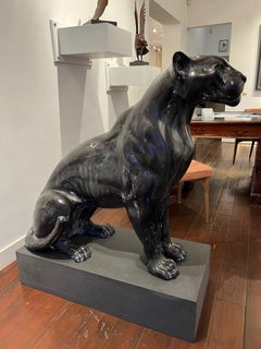 Sculpture en marbre cultivé Jaguar, en stock 