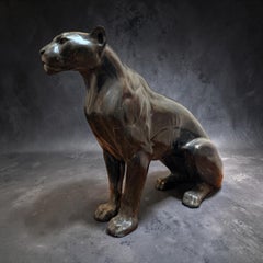 Jaguar Cultivated Marble Casted Sculpture Wildlife In Stock