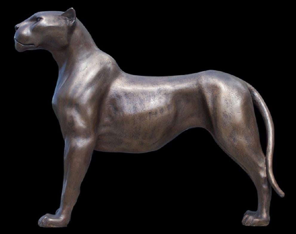 Figurative Sculpture Chris Tap - Jaguar debout Sculpture en bronze Animal sauvage Réalisme Contemporary