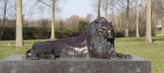 Lion Lying Down Bronze Sculpture Wild Animal Big Statue Dutch Realism
