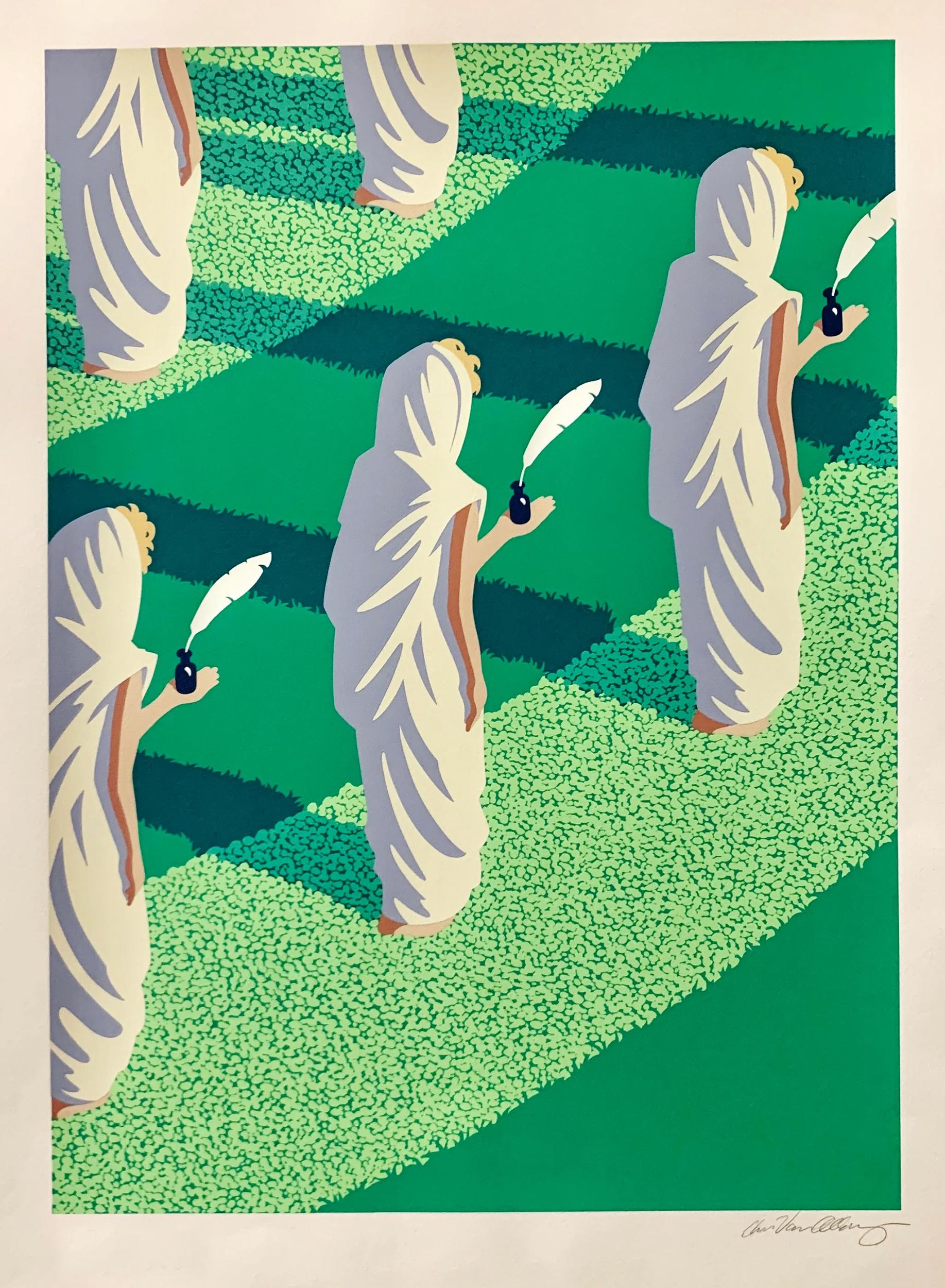 „Around the Green Gravel“ – Surrealistischer Siebdruck von Chris Van Allsburg