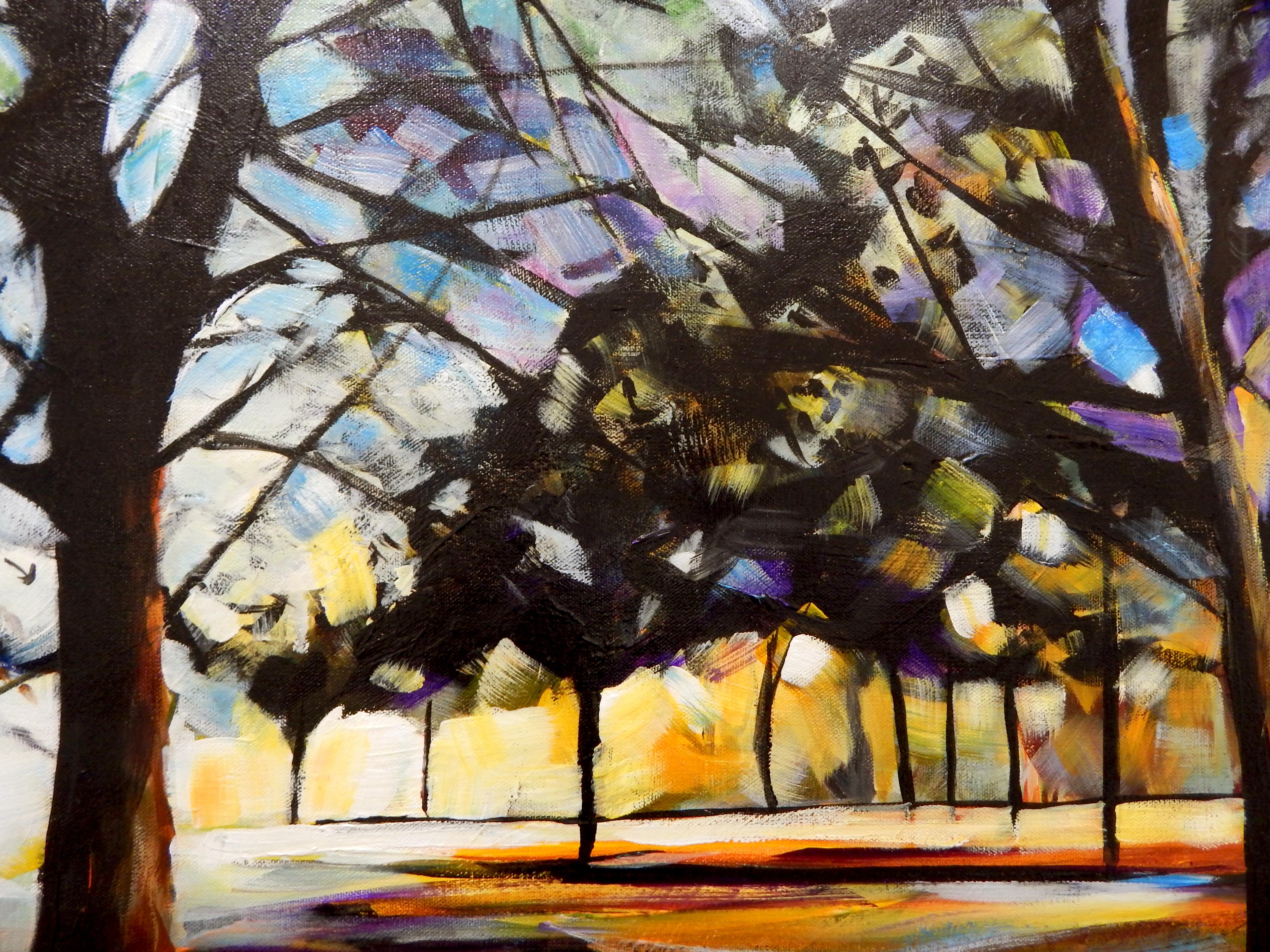 <p>Artist Comments<br />Night scenes fascinate me and I paint them often. The play of light from so many sources is both challenging and rewarding to work with. I don't paint the trees, I paint the light that shapes the trees. This piece is a