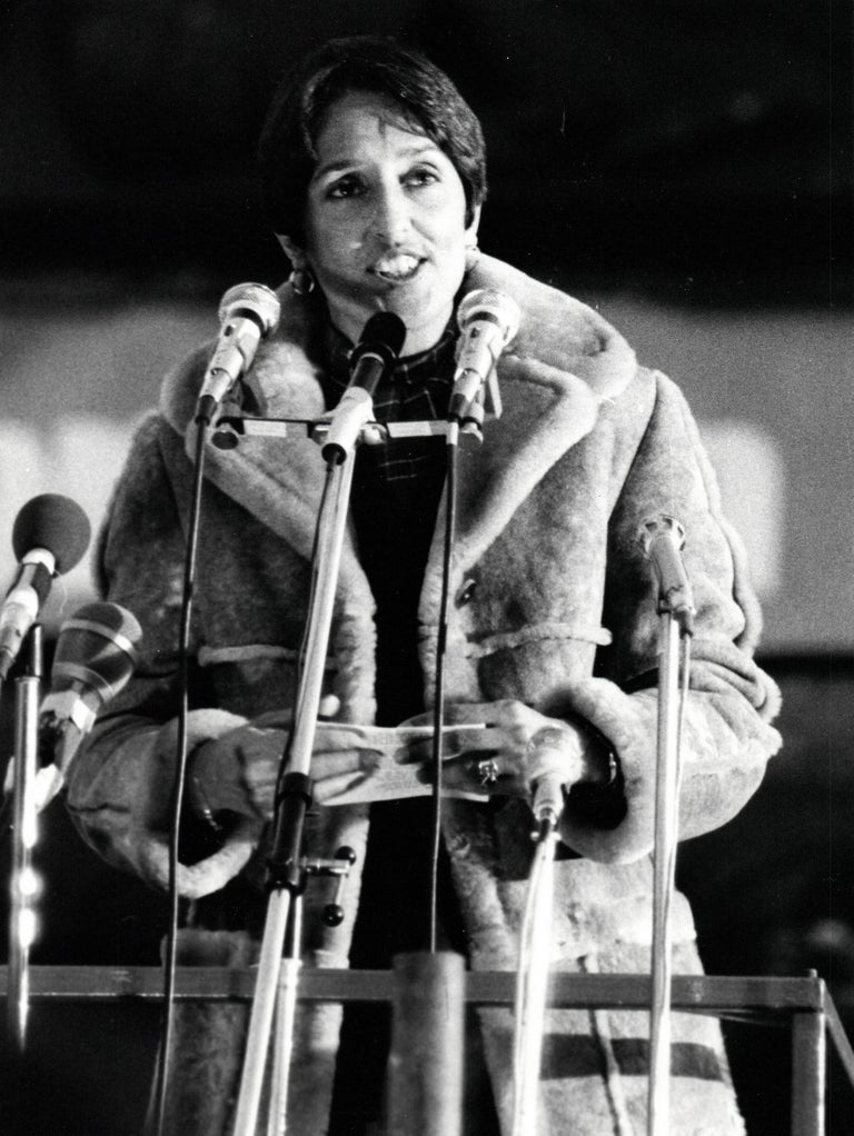 Chris Walter Portrait Photograph - Joan Baez Giving Speech Vintage Original Photograph