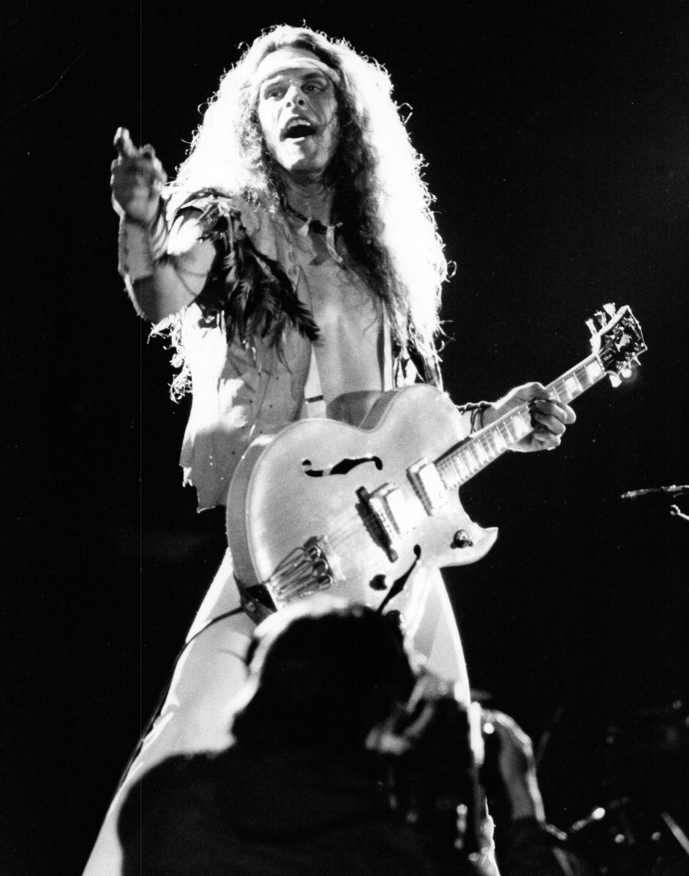 Chris Walter Black and White Photograph - Ted Nugent Performing in Headband Vintage Original Photograph
