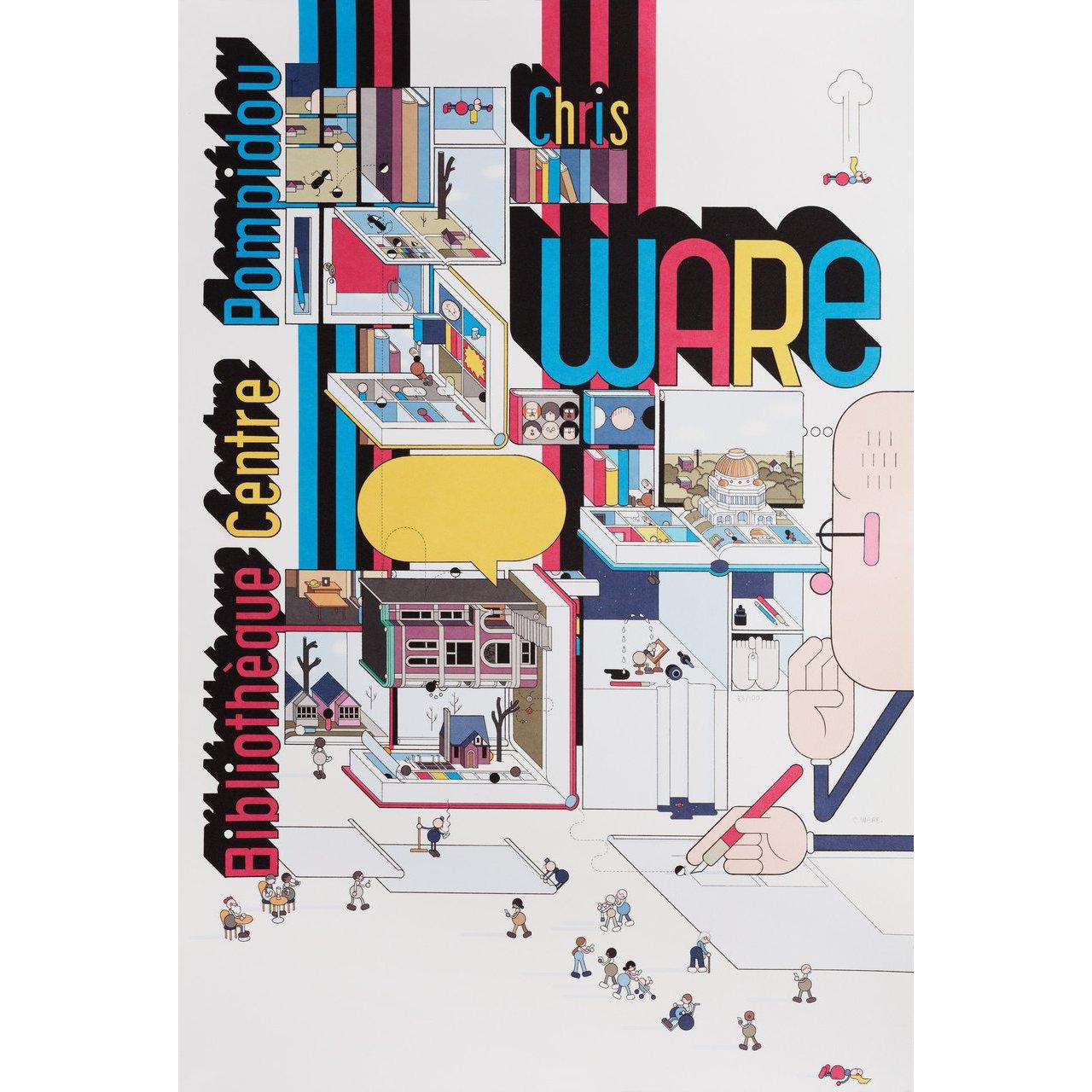 Petite affiche d'exposition française de Chris Ware 2022 Bon état - En vente à New York, NY