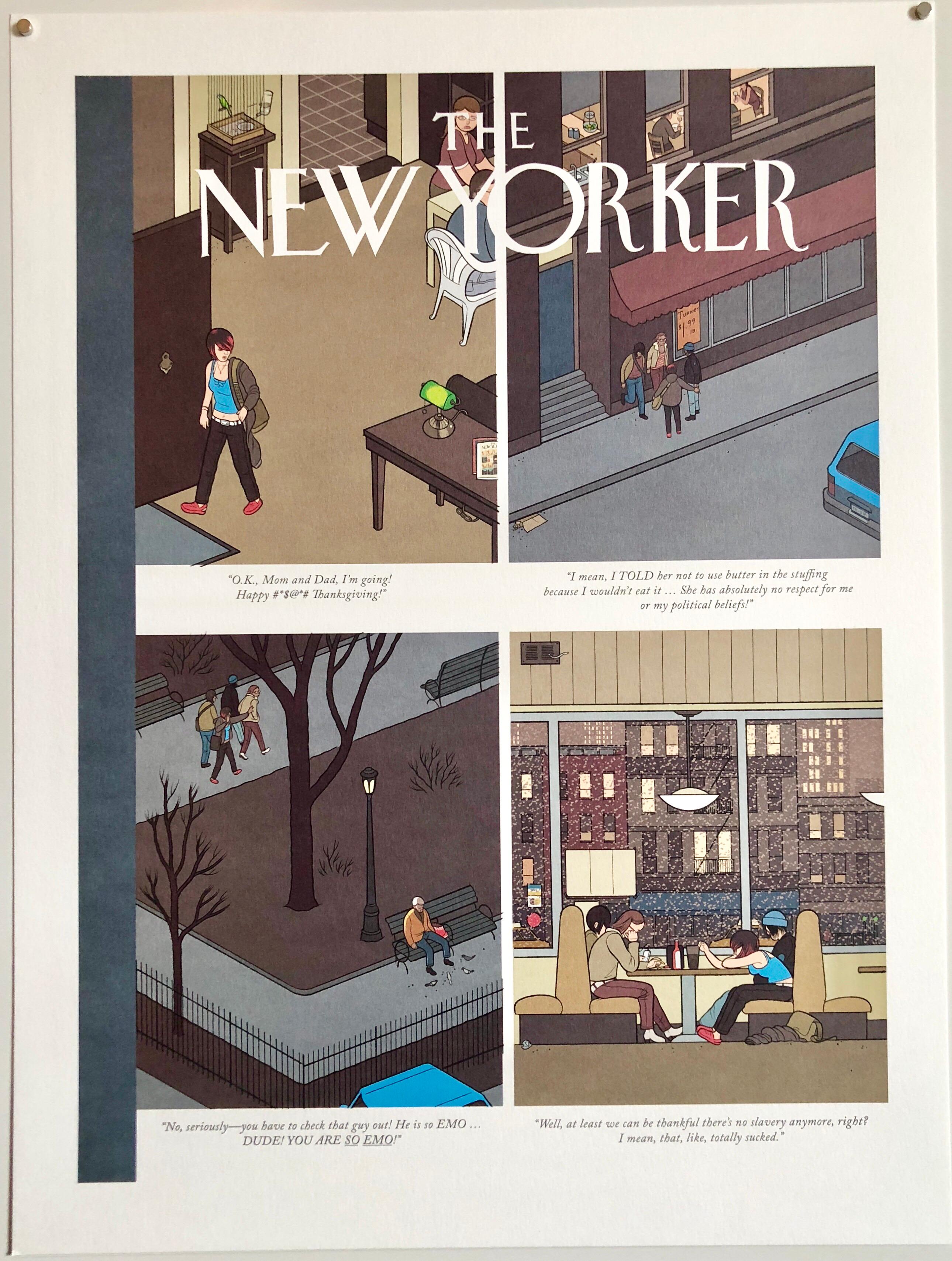 Chris Ware New Yorker Cartoonist Limitierte Auflage Thanksgiving Druck, NYC im Angebot 7