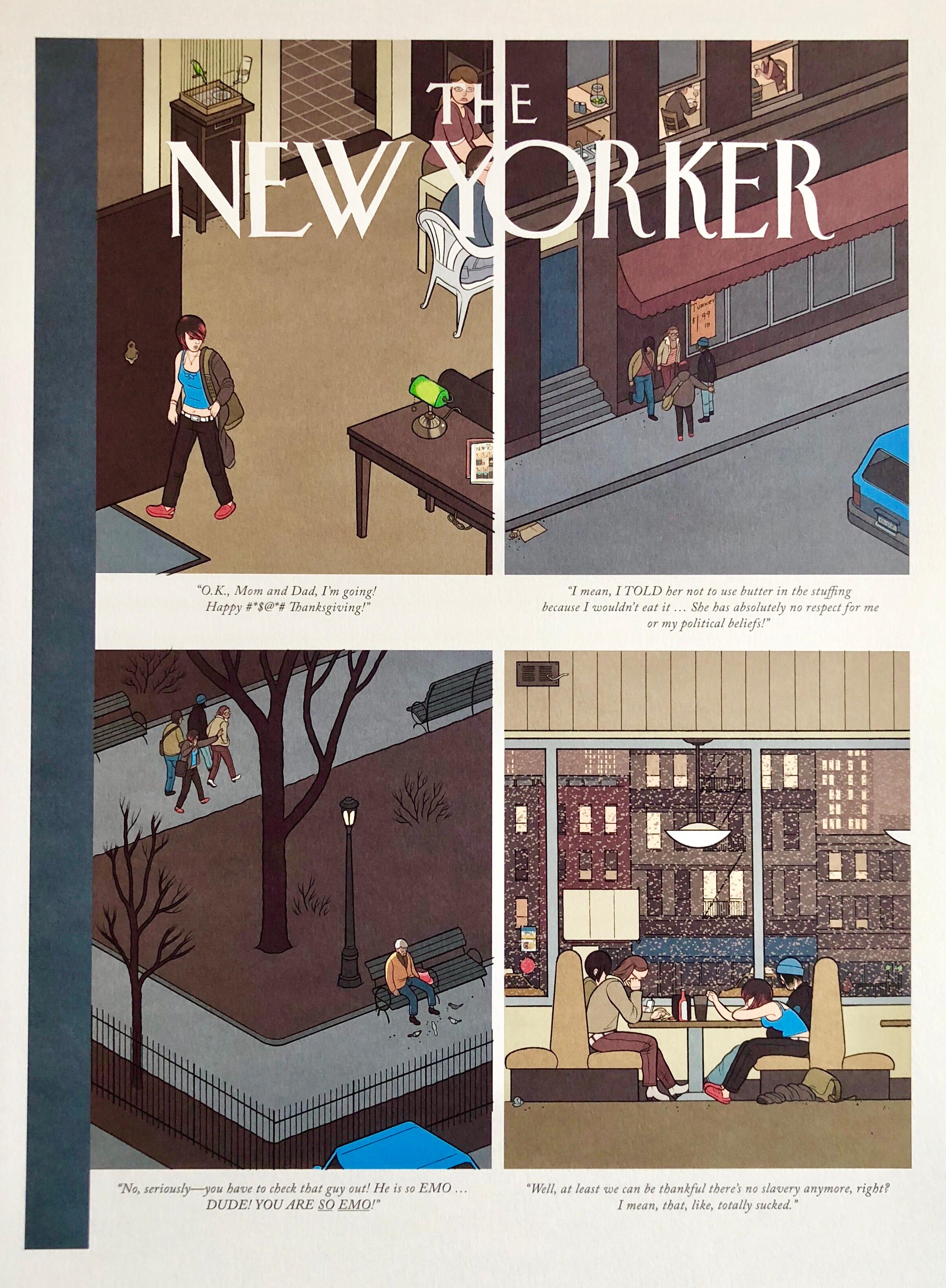 Chris Ware New Yorker Cartoonist Limitierte Auflage Thanksgiving Druck, NYC