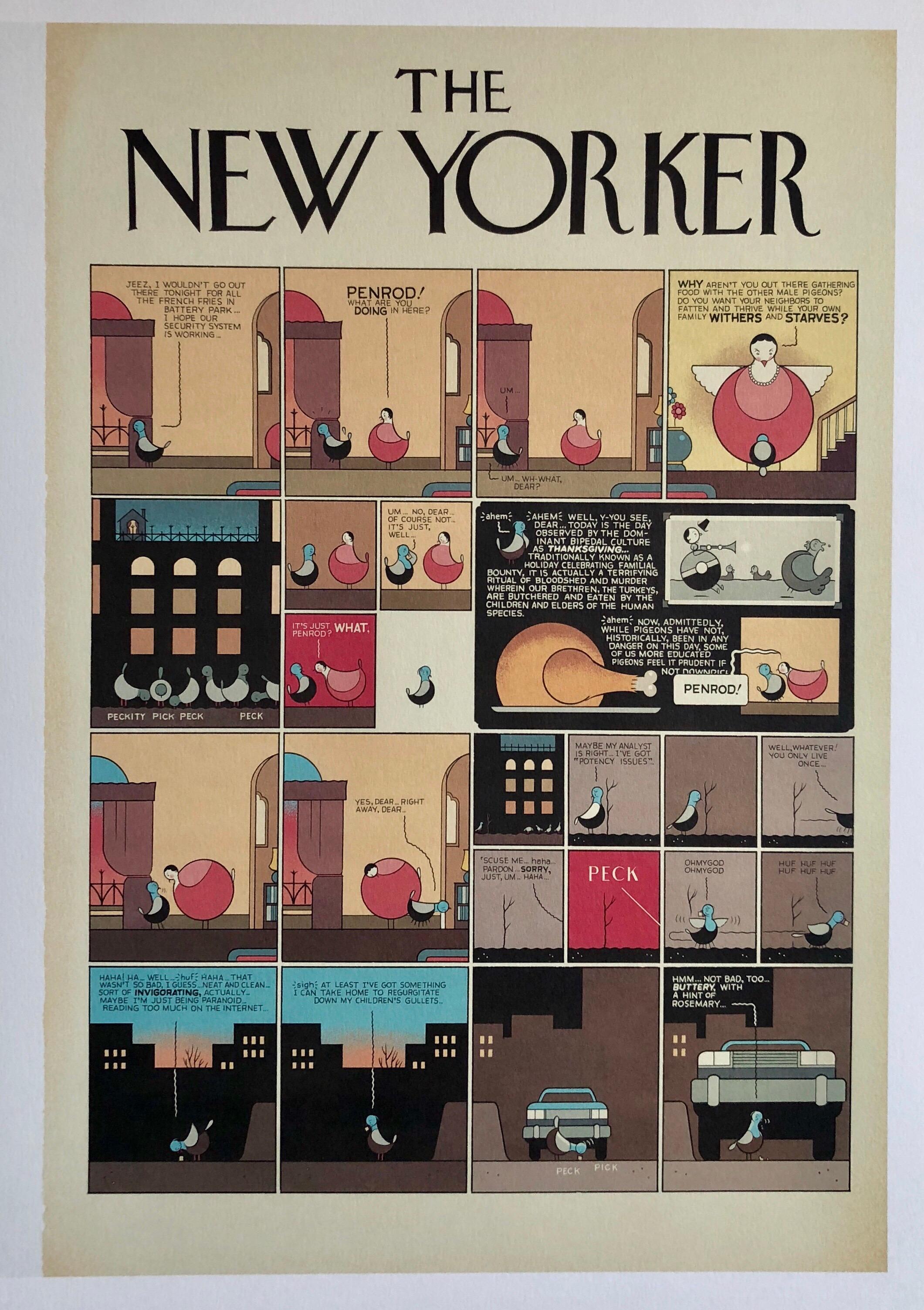 Se trata de una impresión a todo color en papel grueso de color crema de 15" x 20". 
Pertenece a una serie limitada de 175 ejemplares, 
la carpeta está numerada y firmada a mano por Chris Ware. las copias individuales no lo están.
La página con la