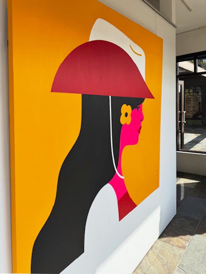 Pop-Art-Gemälde, Weibliches Cowgirl, leuchtende Farbe, Calamity Jane von Chris Watts im Angebot 7