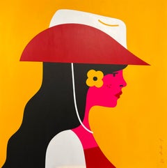 Pop Art Painting, Female Cowgirl, Bright Color, Calamity Jane by Chris Watts