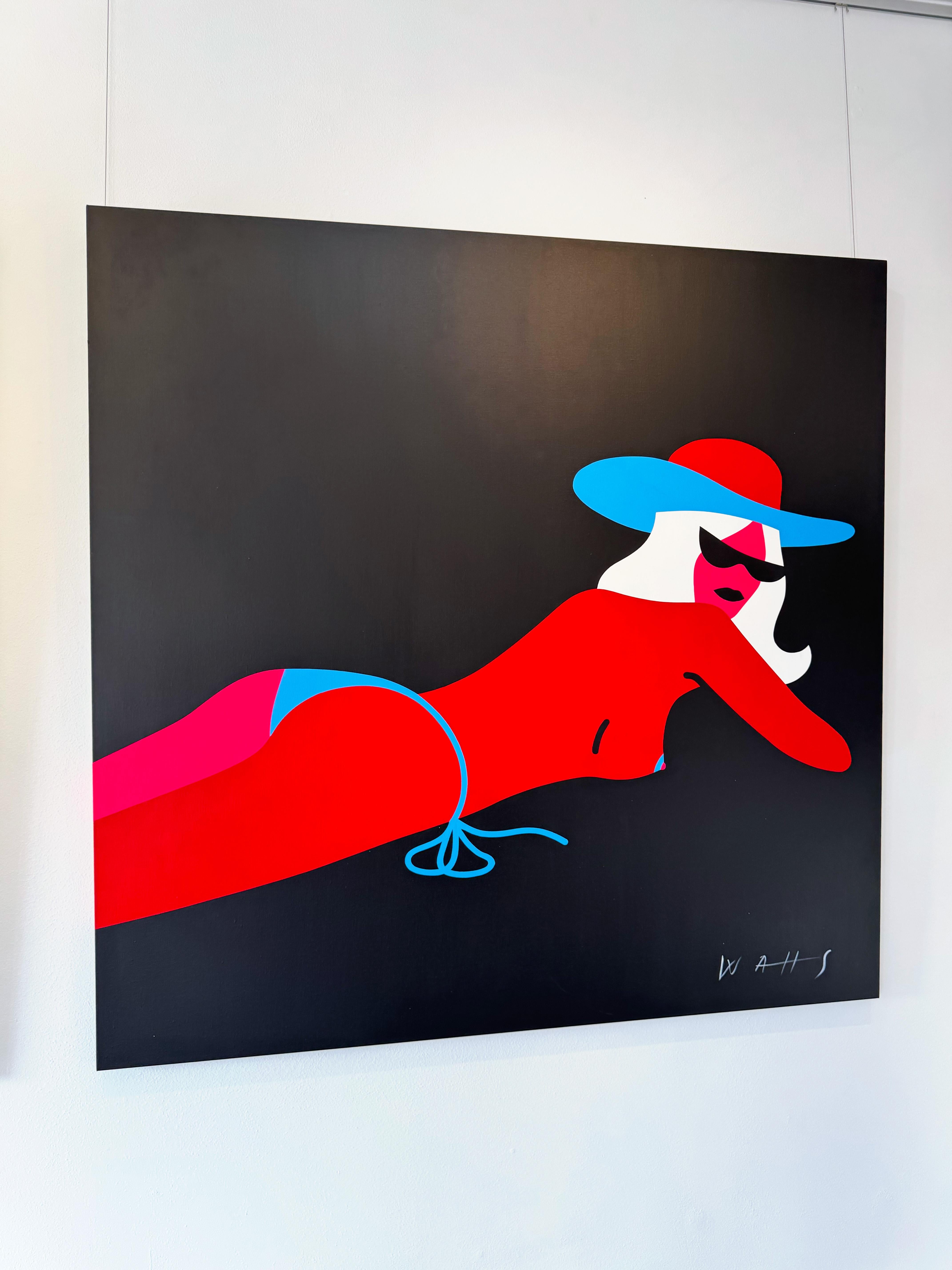 Pop Art Painting, Female Figure, Neon Bright Color, Juliet by Chris Watts For Sale 1