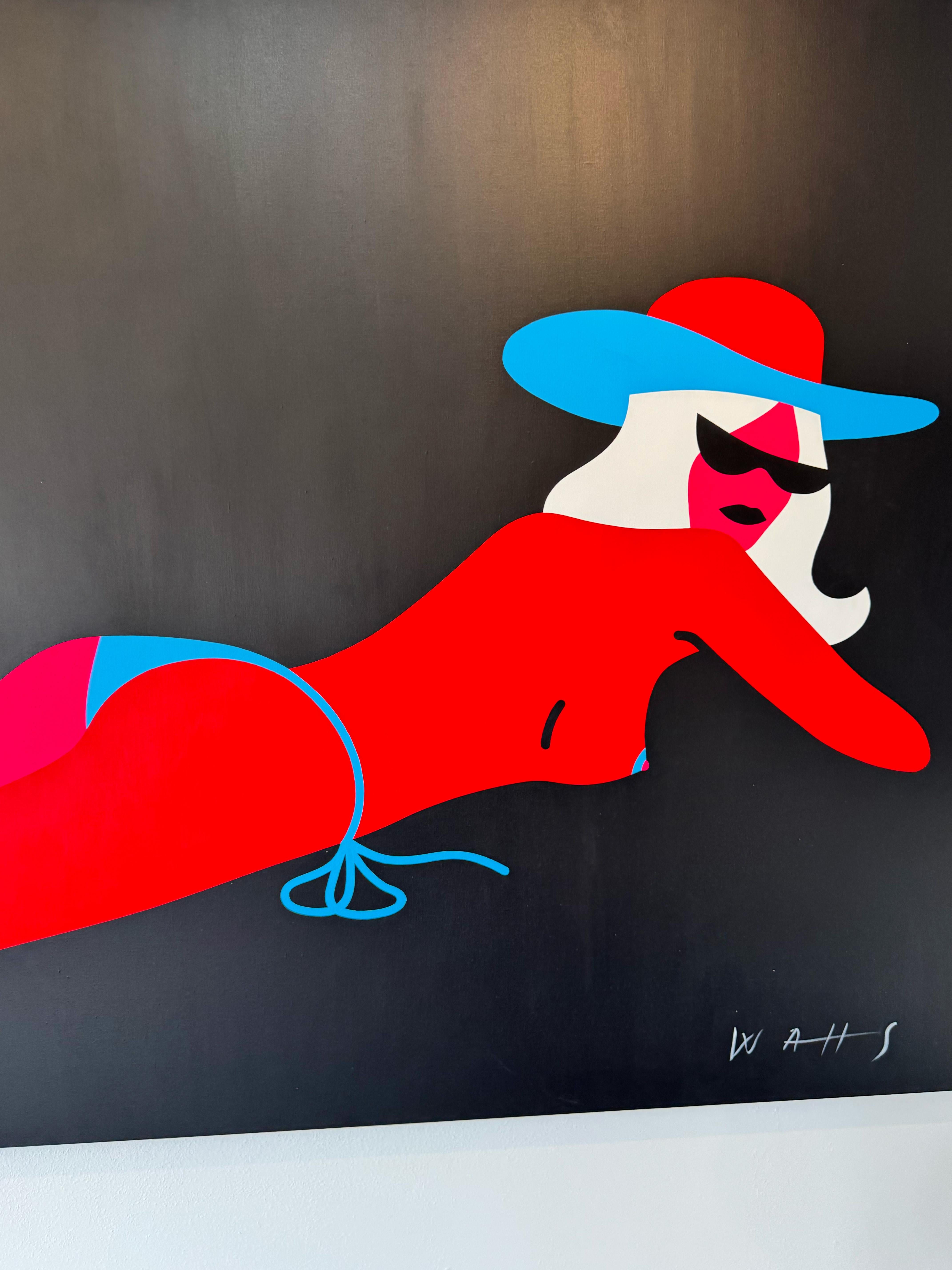 Pop Art Painting, Female Figure, Neon Bright Color, Juliet by Chris Watts For Sale 2