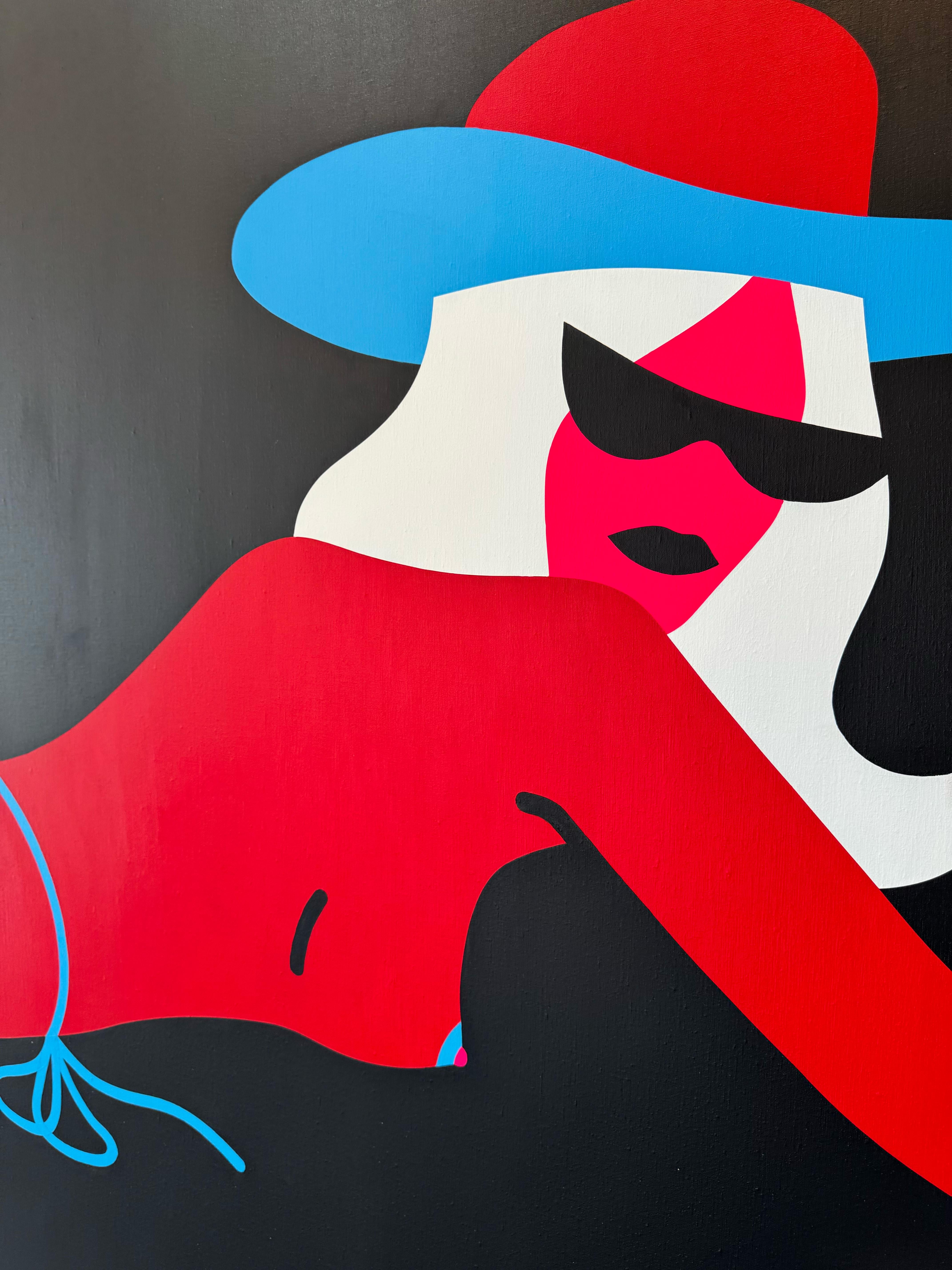 Pop Art Painting, Female Figure, Neon Bright Color, Juliet by Chris Watts For Sale 3