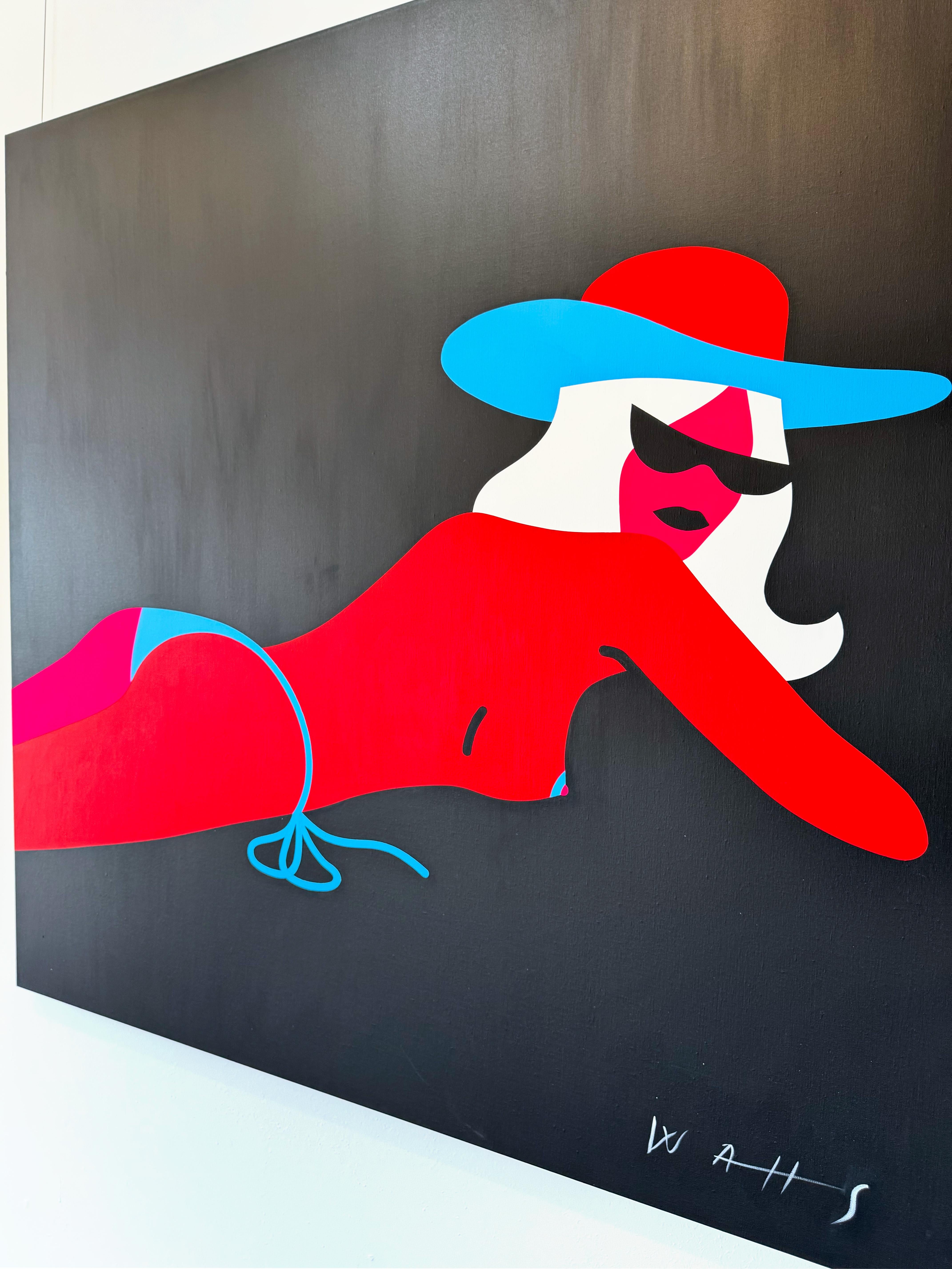 Pop Art Painting, Female Figure, Neon Bright Color, Juliet by Chris Watts For Sale 4