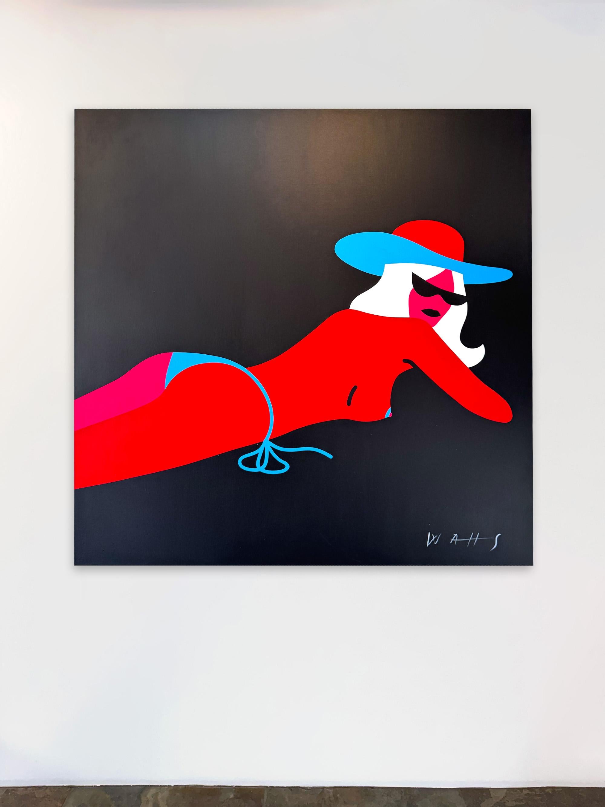 Pop Art Painting, Female Figure, Neon Bright Color, Juliet by Chris Watts For Sale 5