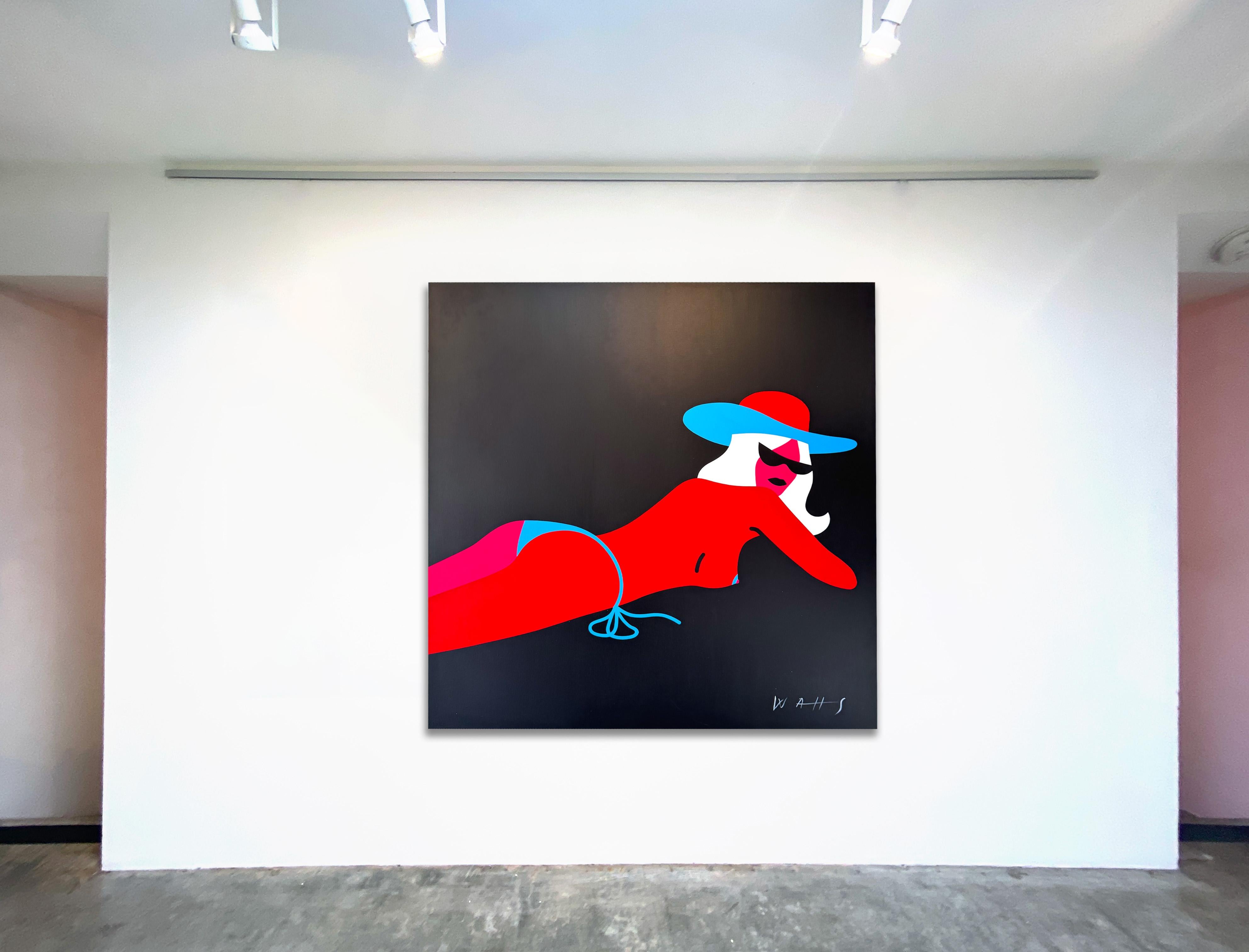 Pop Art Painting, Female Figure, Neon Bright Color, Juliet by Chris Watts For Sale 6