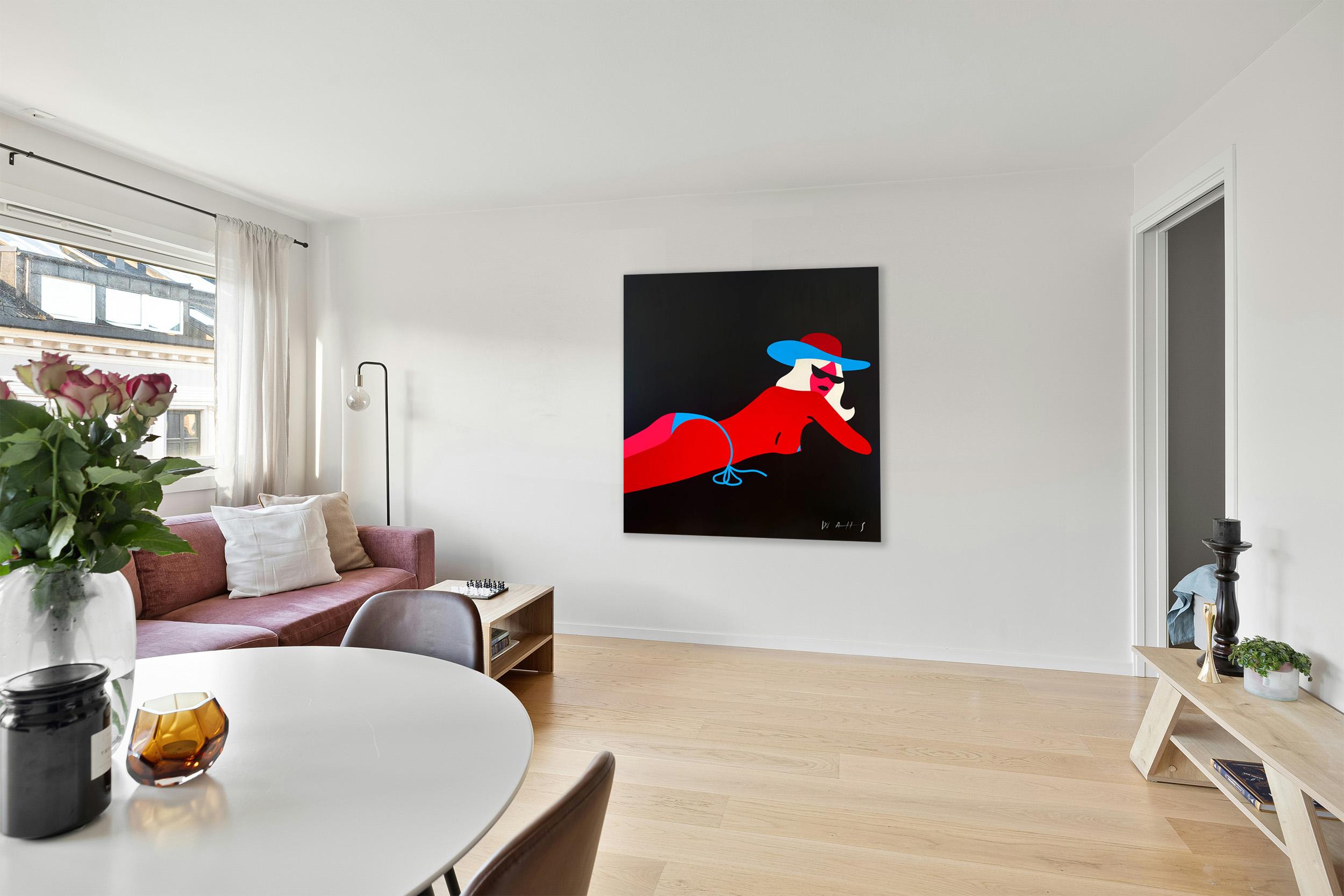 Pop Art Painting, Female Figure, Neon Bright Color, Juliet by Chris Watts For Sale 7