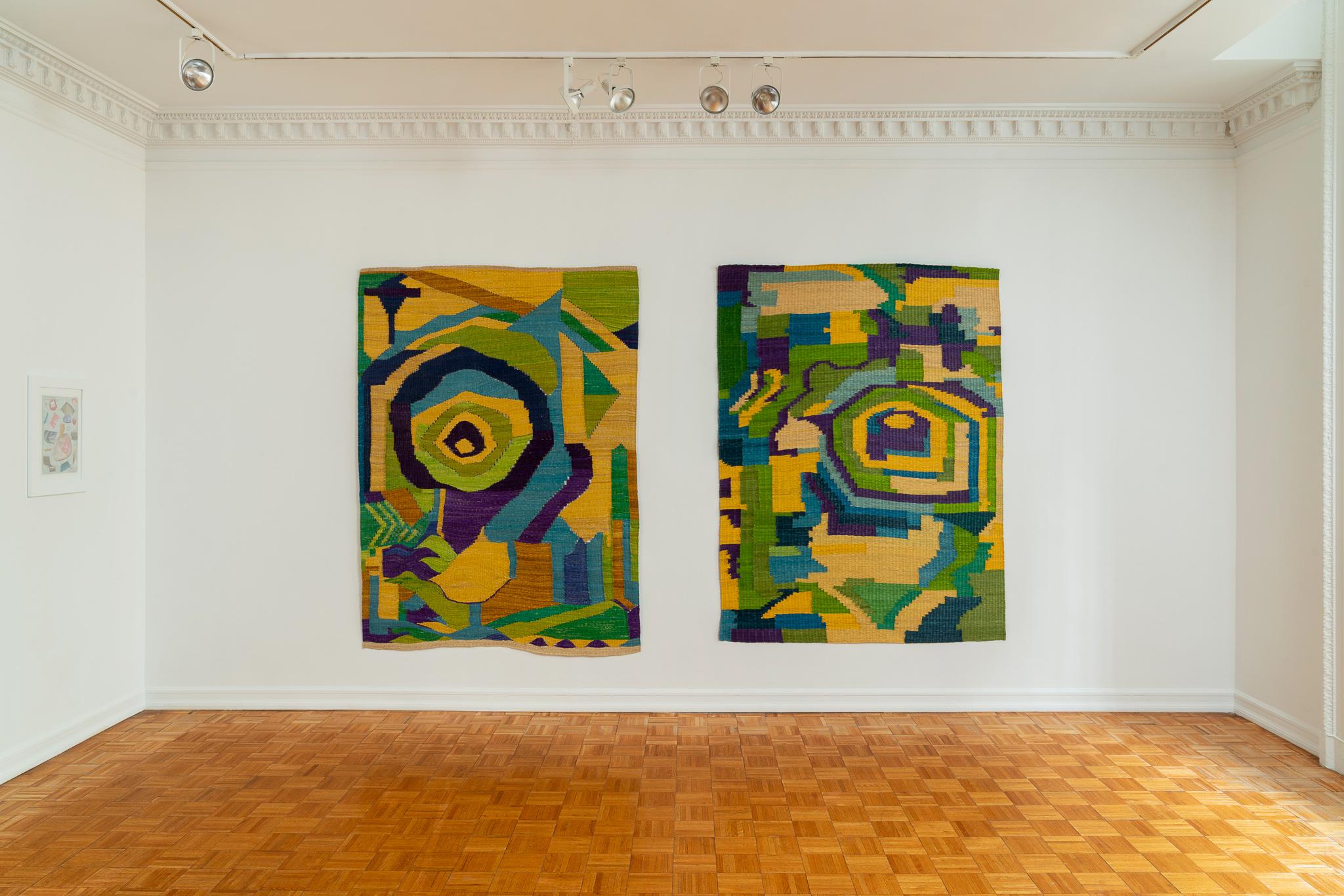 Wandteppich, handgewebt in Palme mit kühnem, abstraktem, geometrischem Design (Gefärbt) im Angebot