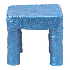 Chris Wolston Painted Blue Terracotta Side Table 'Outdoors/Indoors'