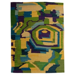 Wall Tapestry Hand Woven in Palm with Bold, Abstract Geometric Design