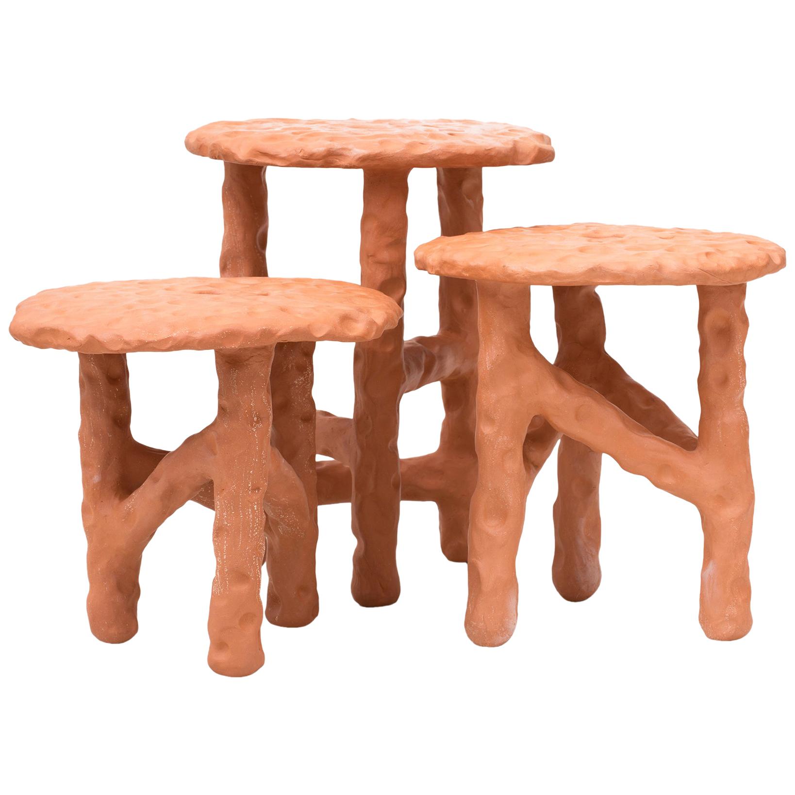 Chris Wolston Terracotta Side Tables "Palamino"