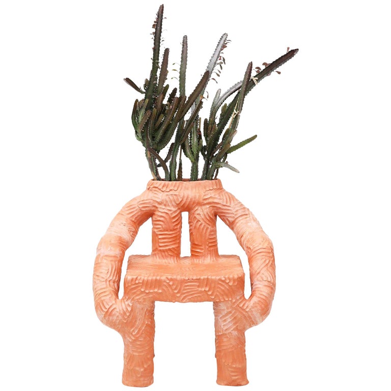 Chris Wolston Terracotta Plant Chair "Tanza" For Sale