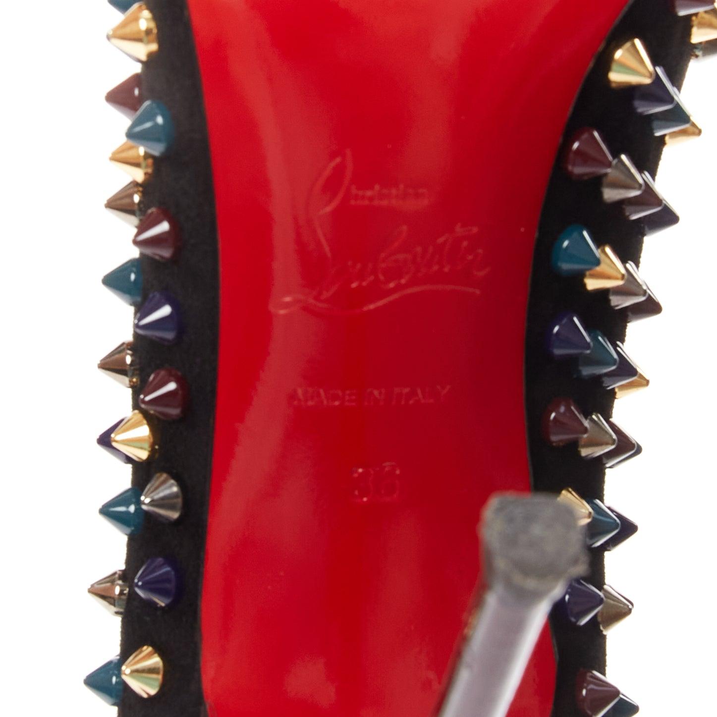 CHRISITAN LOUBOUTI Follies Spikes black suede jewely tone spike pigalle EU36 For Sale 6