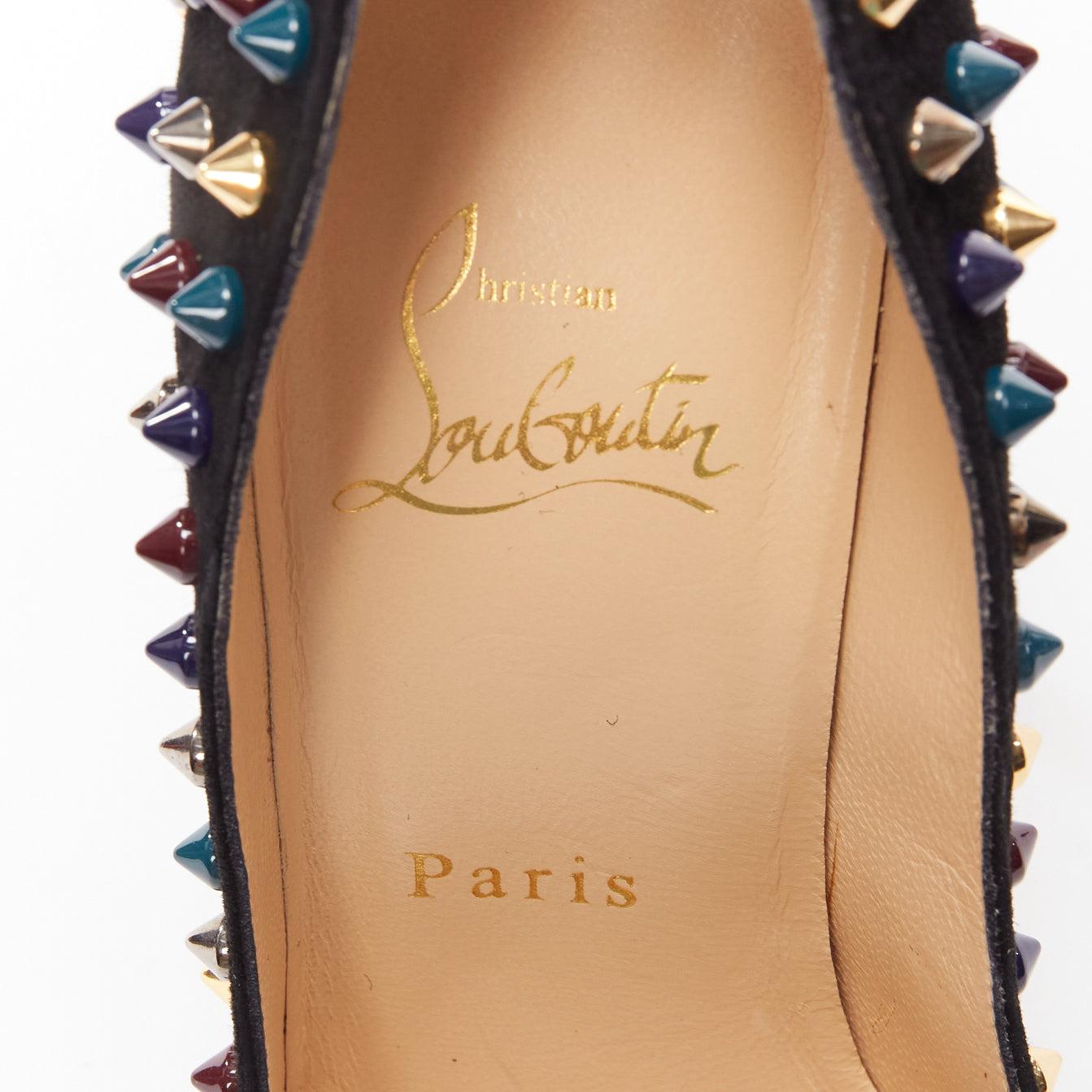 CHRISITAN LOUBOUTI Follies Spikes black suede jewely tone spike pigalle EU36 For Sale 5