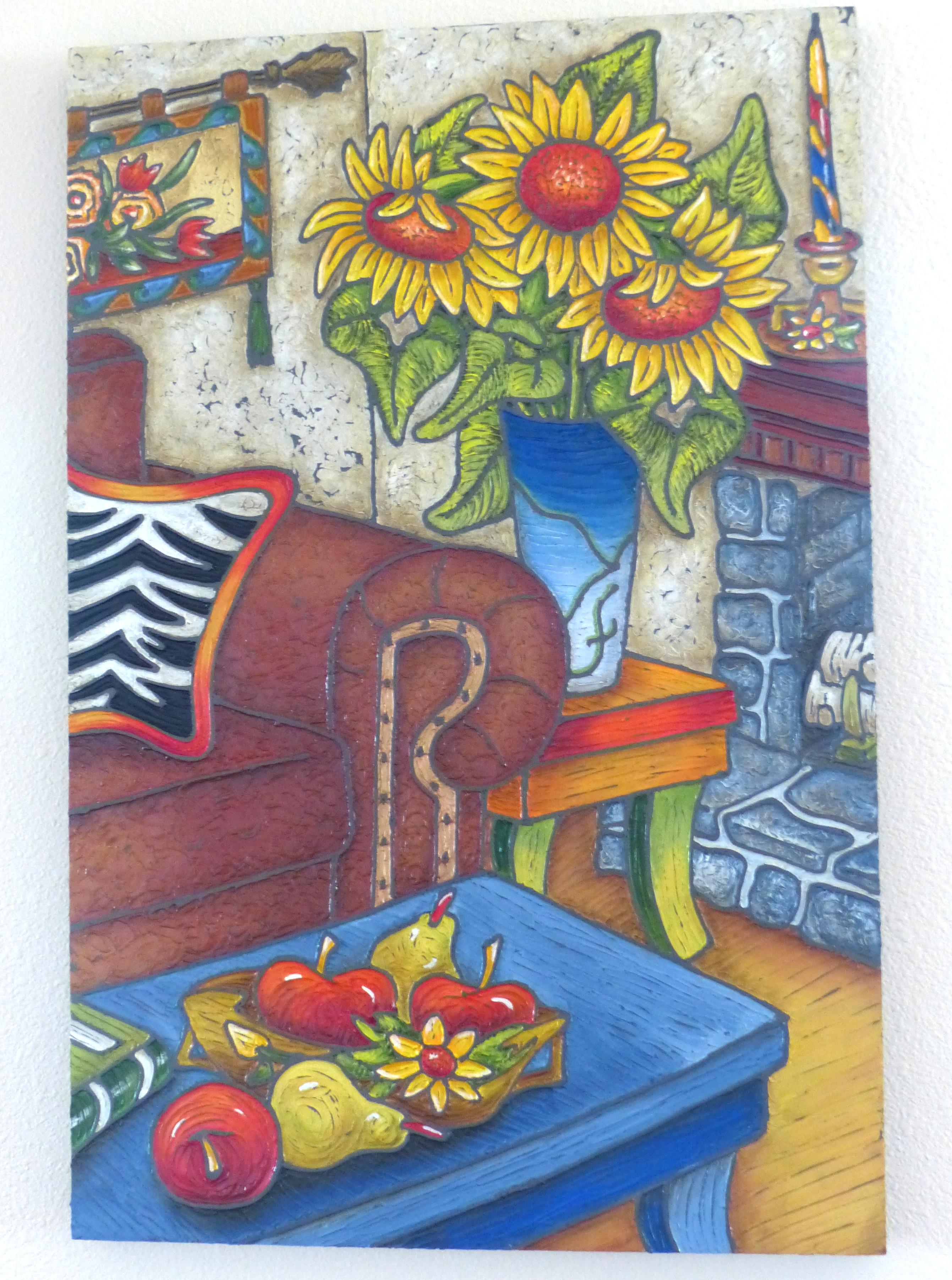 Sonnenblumen-Position – Painting von Chrissandra Neustaedter