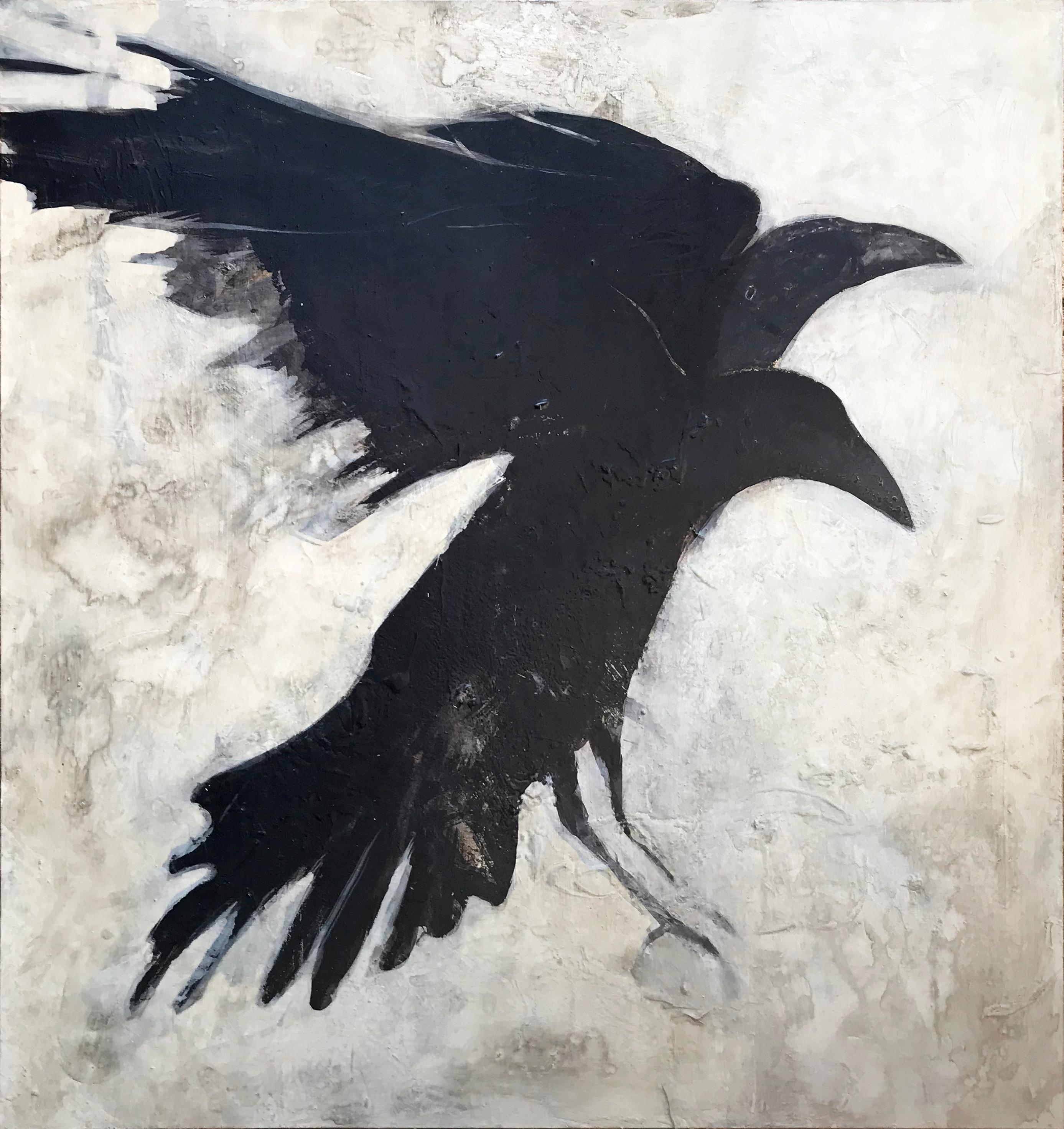 Chrissy Dolan Terrasi Animal Painting - Ravens - Dark Flight