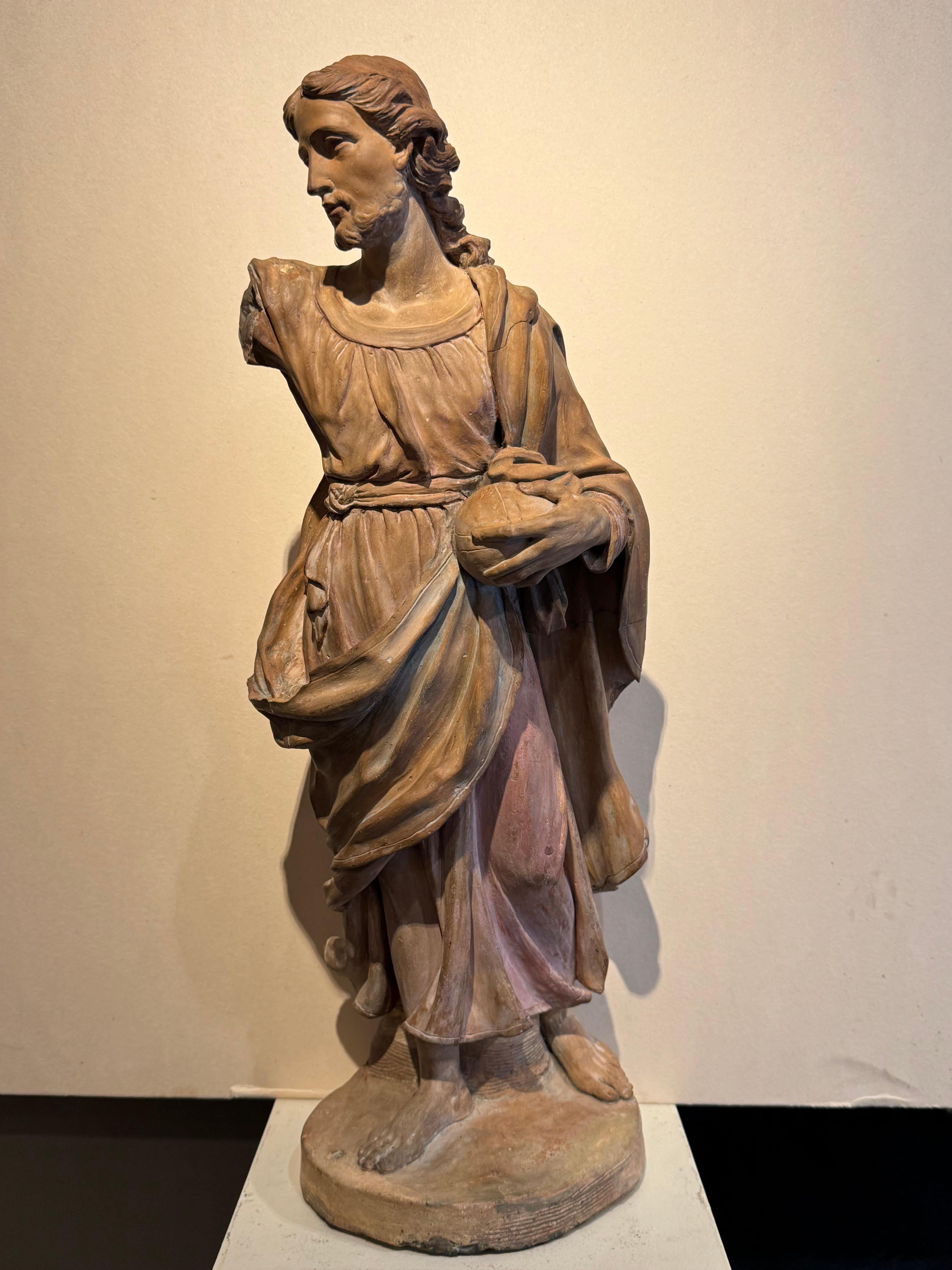 Christ blessing - A large original terracotta, France 18th century For Sale 4