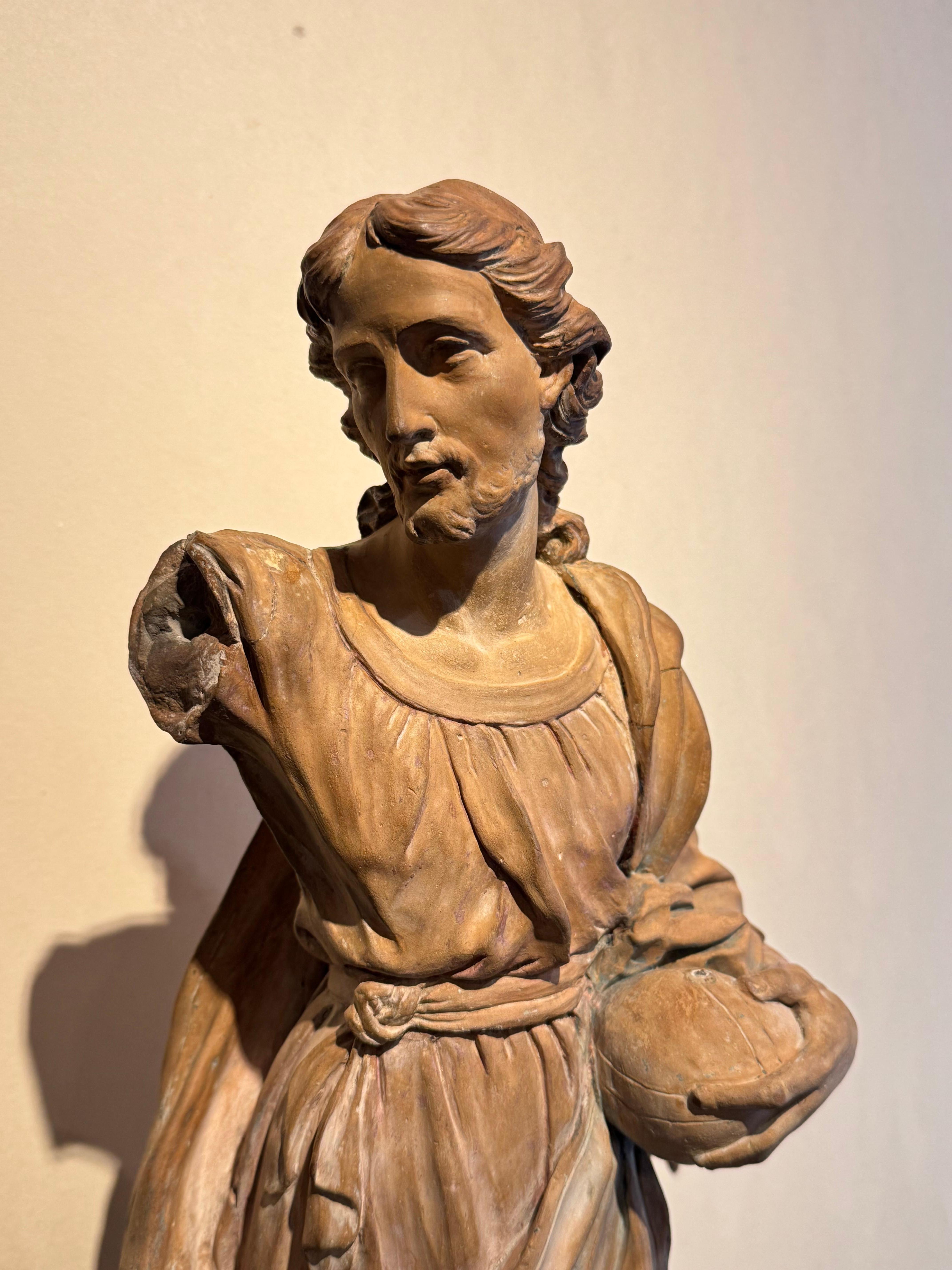 Baroque Christ blessing - A large original terracotta, France 18th century For Sale