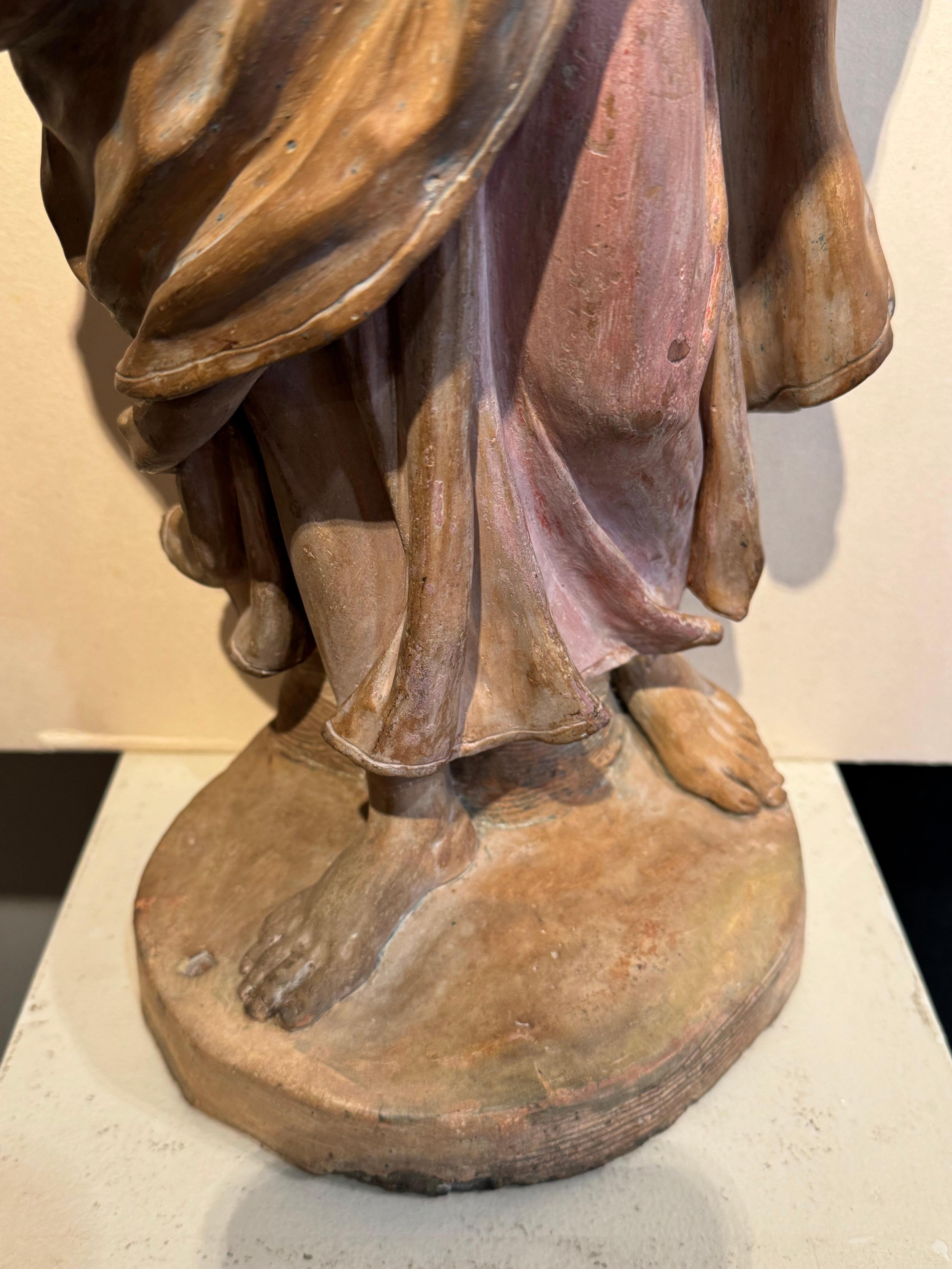 French Christ blessing - A large original terracotta, France 18th century For Sale