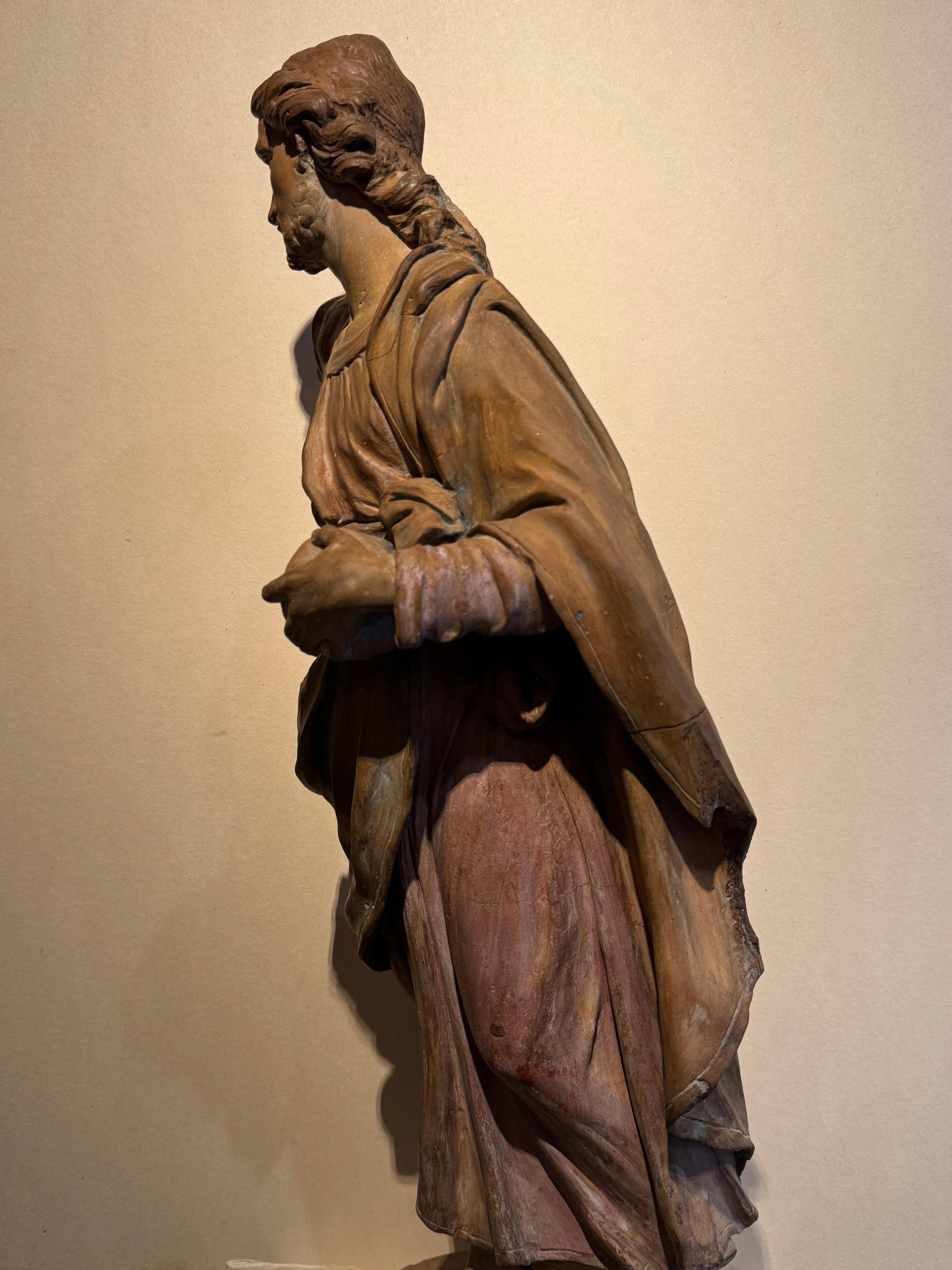 18th Century Christ blessing - A large original terracotta, France 18th century For Sale